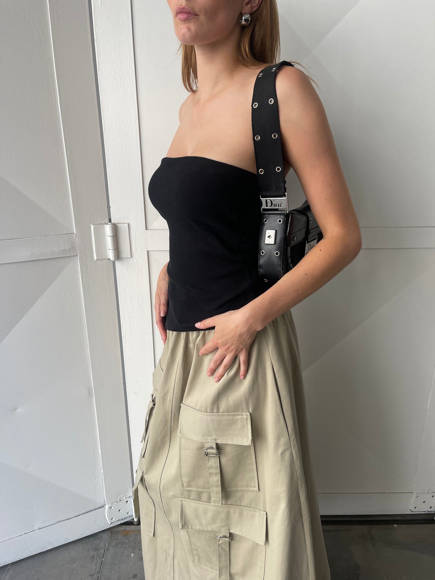 Bandeau Ribbed Top Black