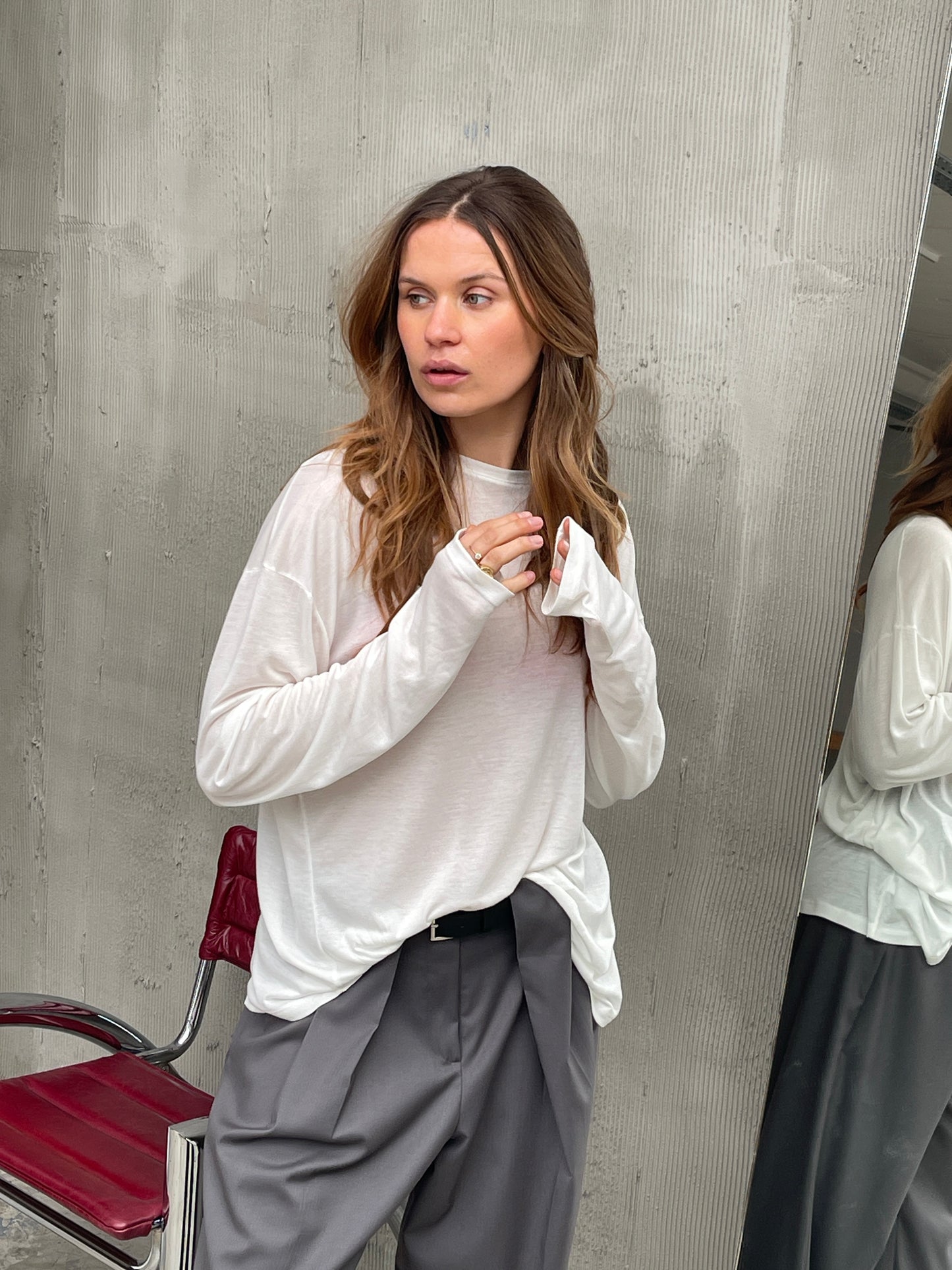 Oversized Semi Transparent Tee White