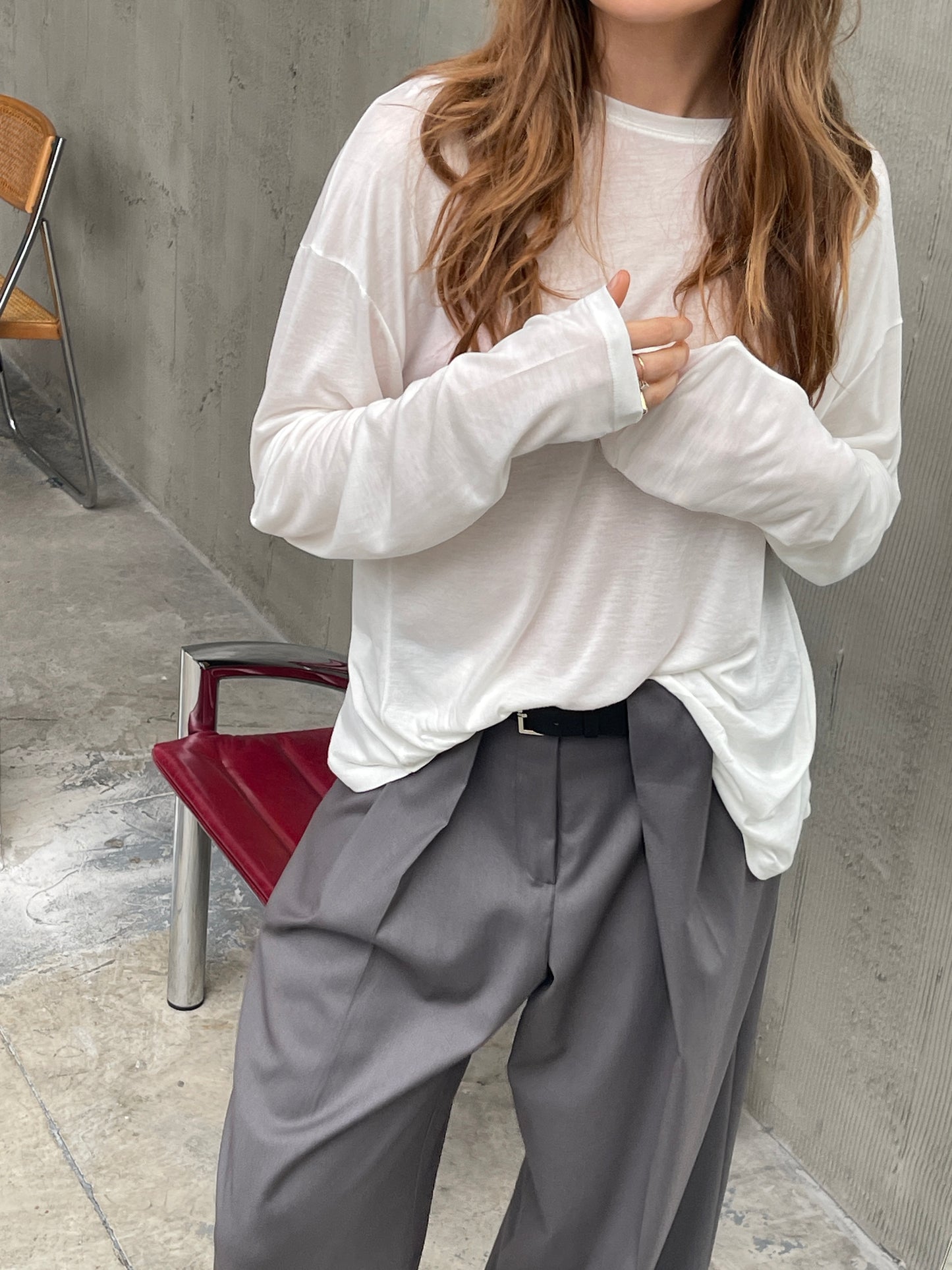 Oversized Semi Transparent Tee White