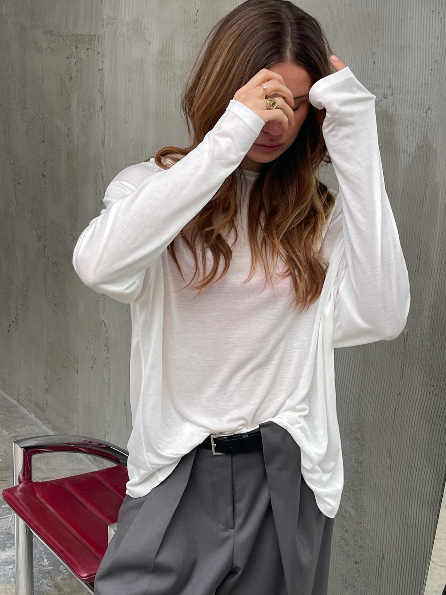 Oversized Semi Transparent Tee White