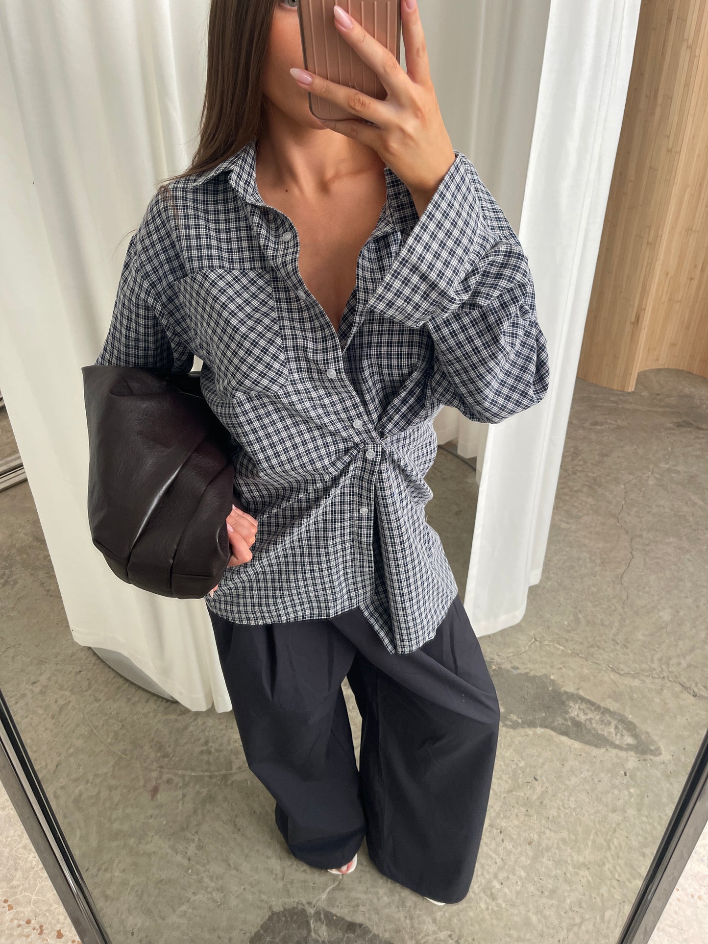 Loose Fit Drawstring Pants Dark Blue