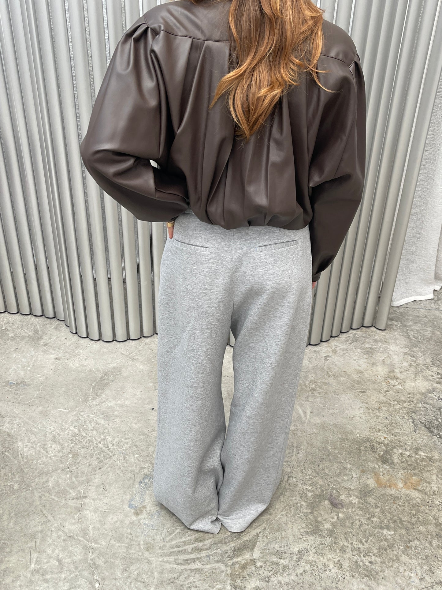 Front Pleated Jogger Pants Grey