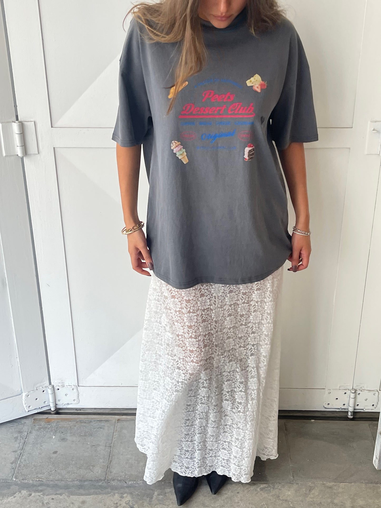 Long Lace Skirt White
