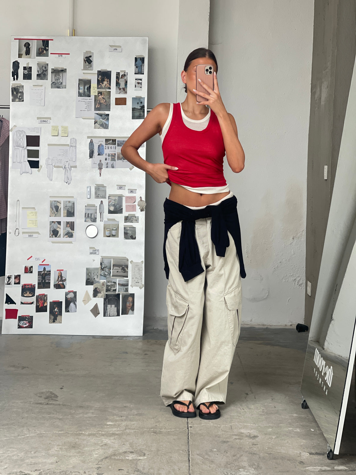 Double Layered Scrunched Top Red