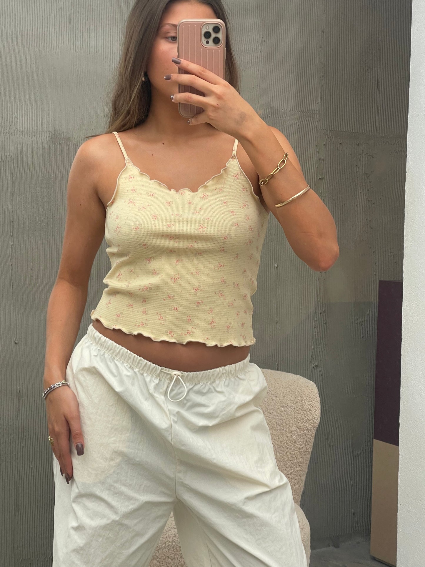 Ruffle Flower Spaghetti Strap Top