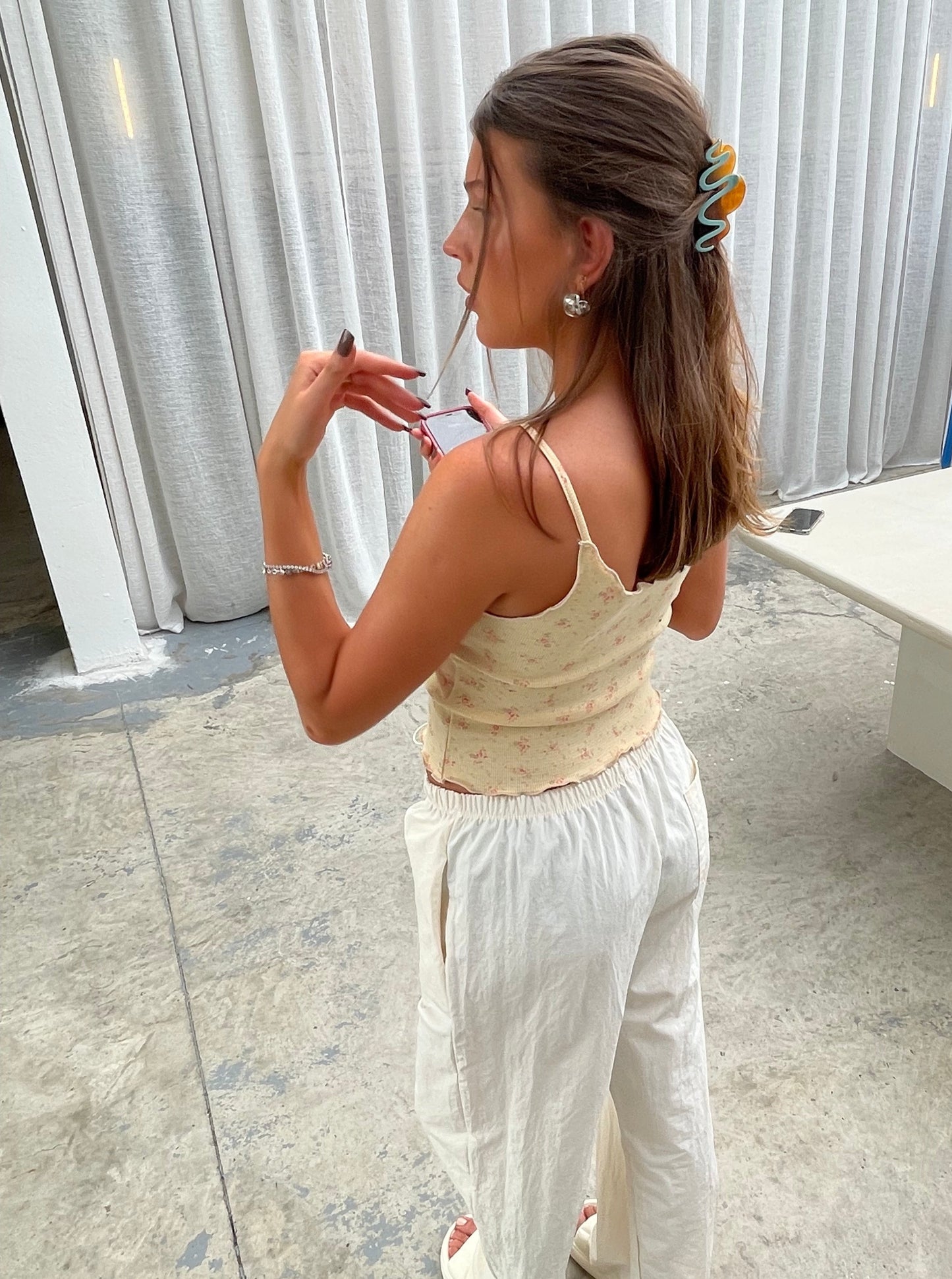 Ruffle Flower Spaghetti Strap Top