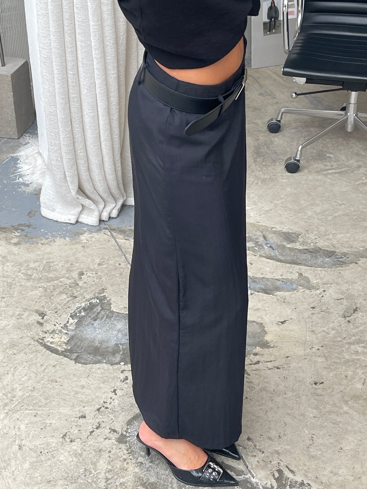 Belted Maxi Skirt Black