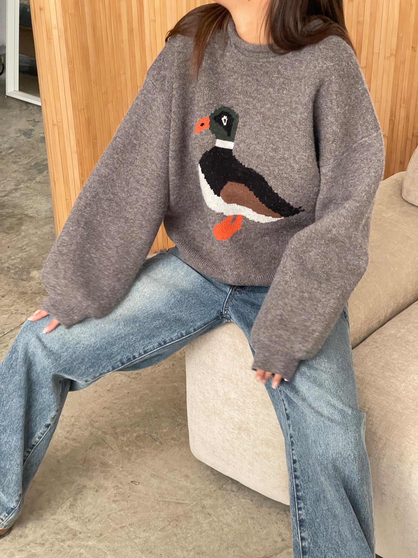 Roll Neck Duck Knit Grey