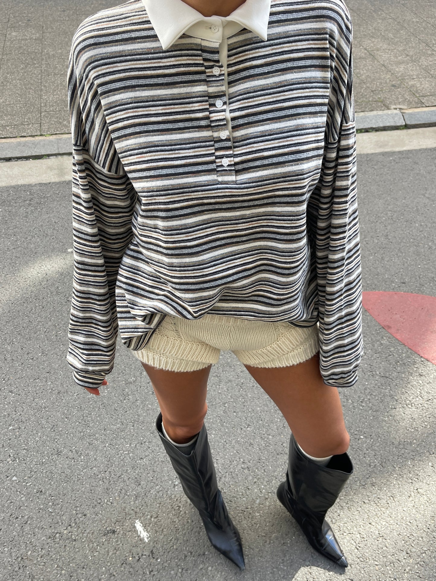 Collared Knitted Polo Clay