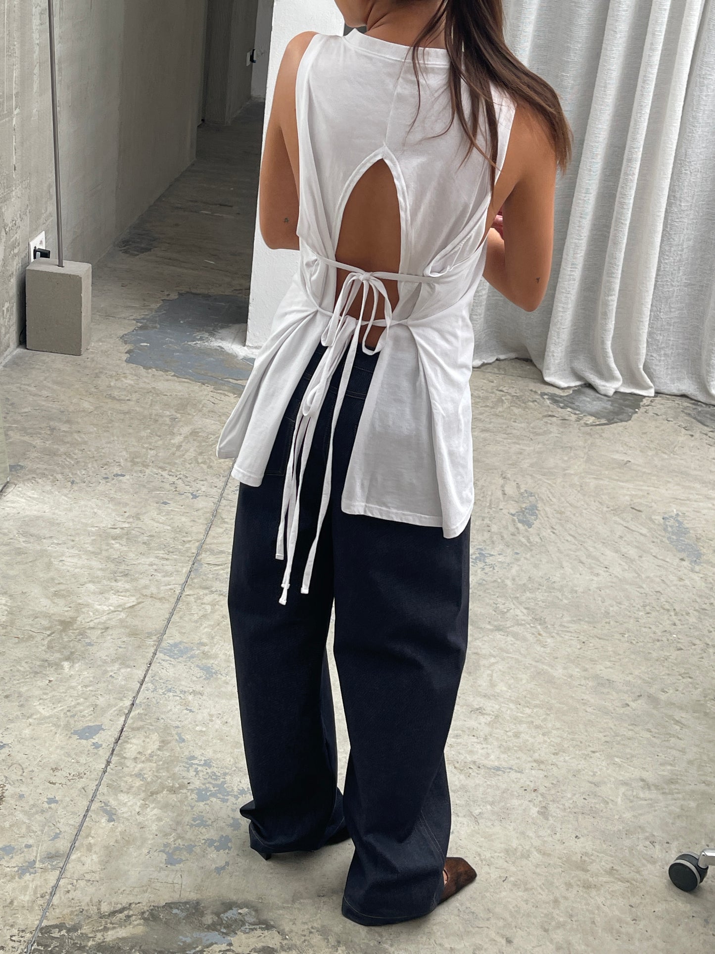 Open Back Strings Detail Top White