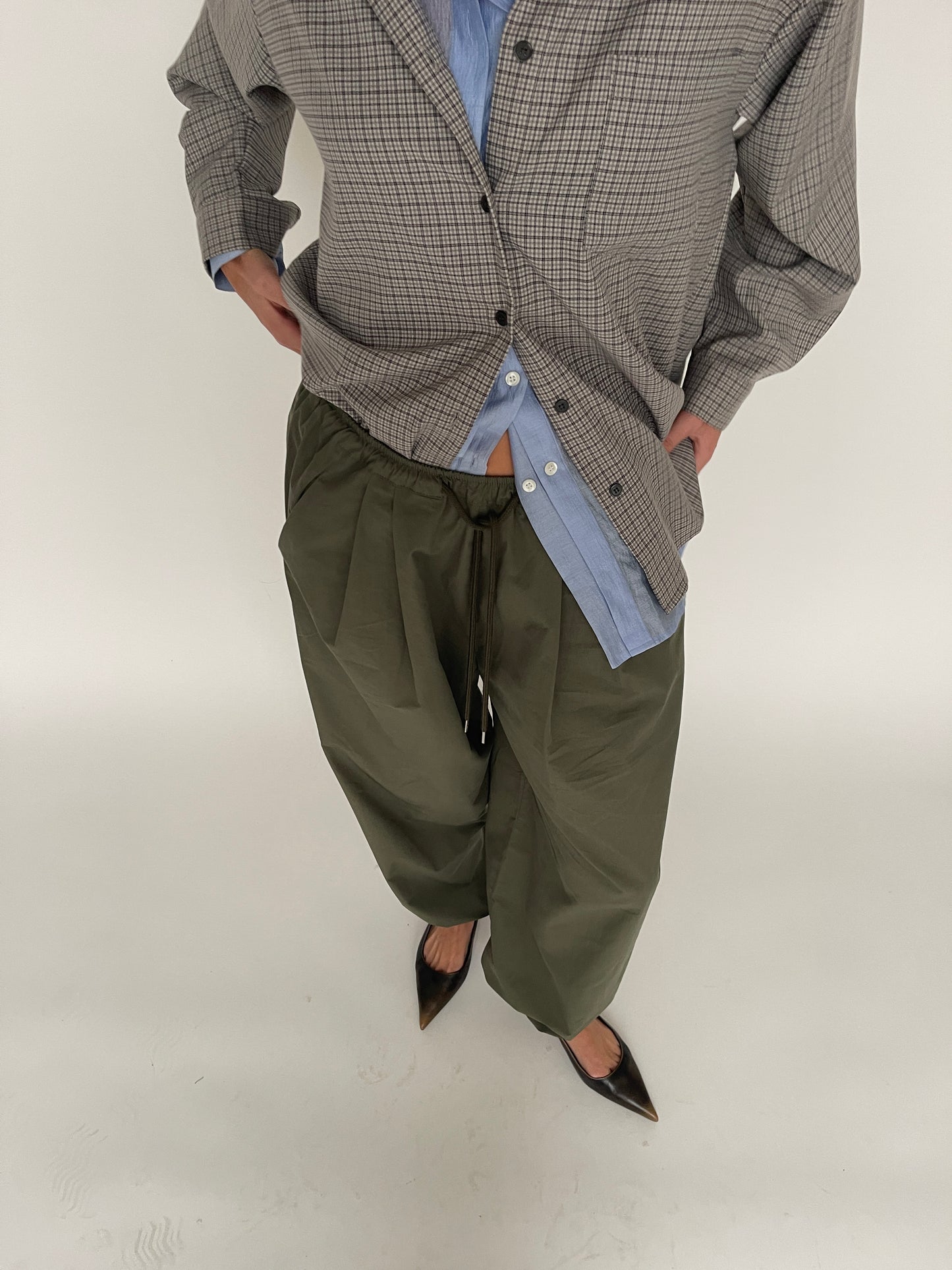 Loose Fit Drawstring Pants Khaki