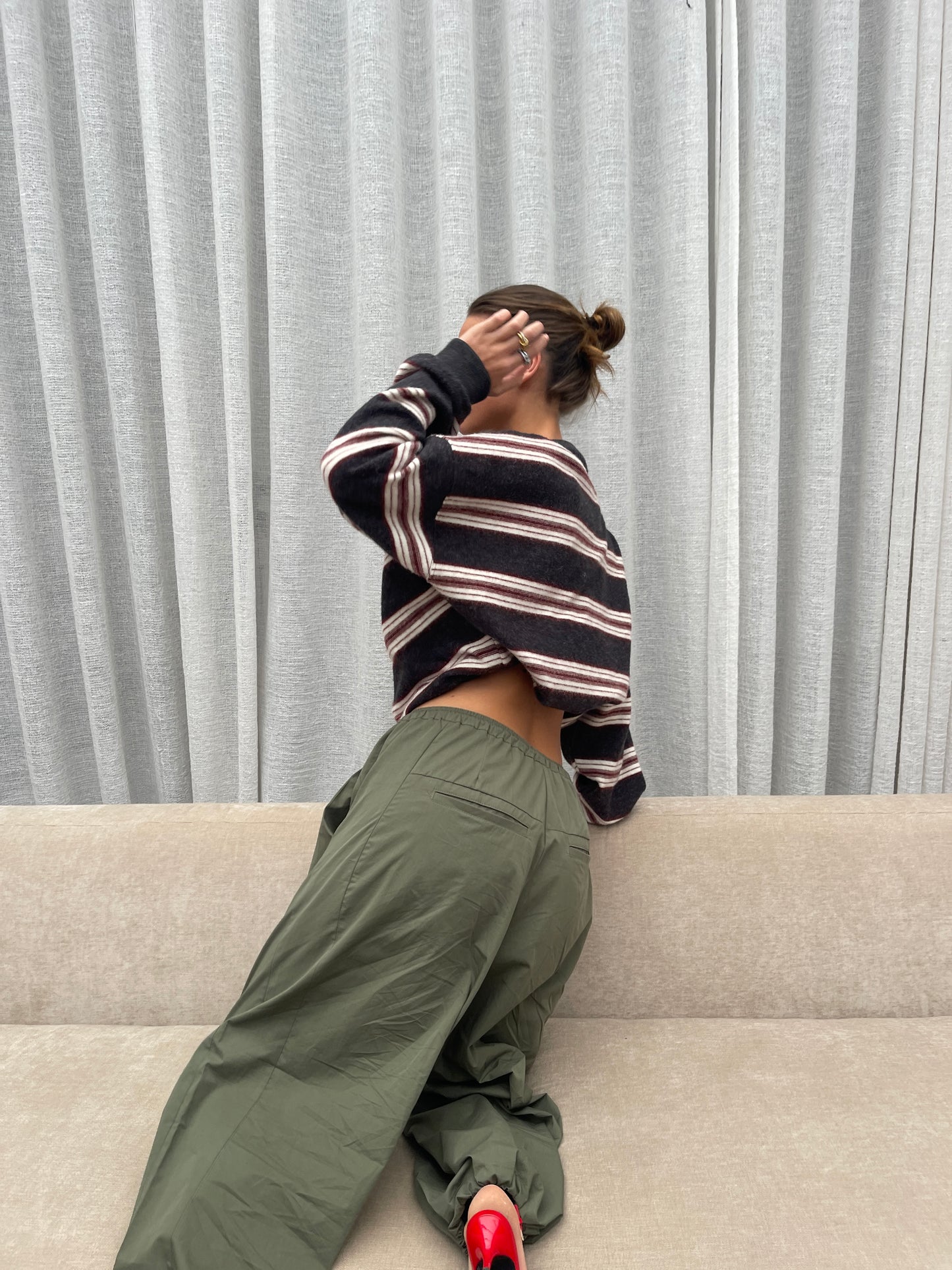 Oversized Striped Sweater Charcoal