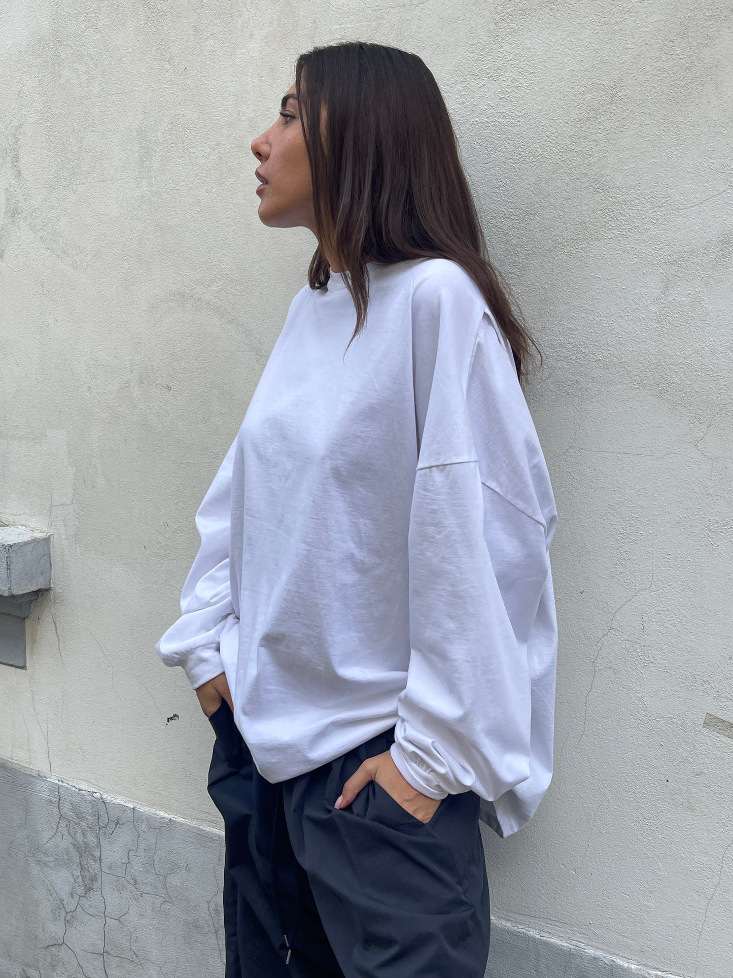 Open Back Overlay Longsleeve White