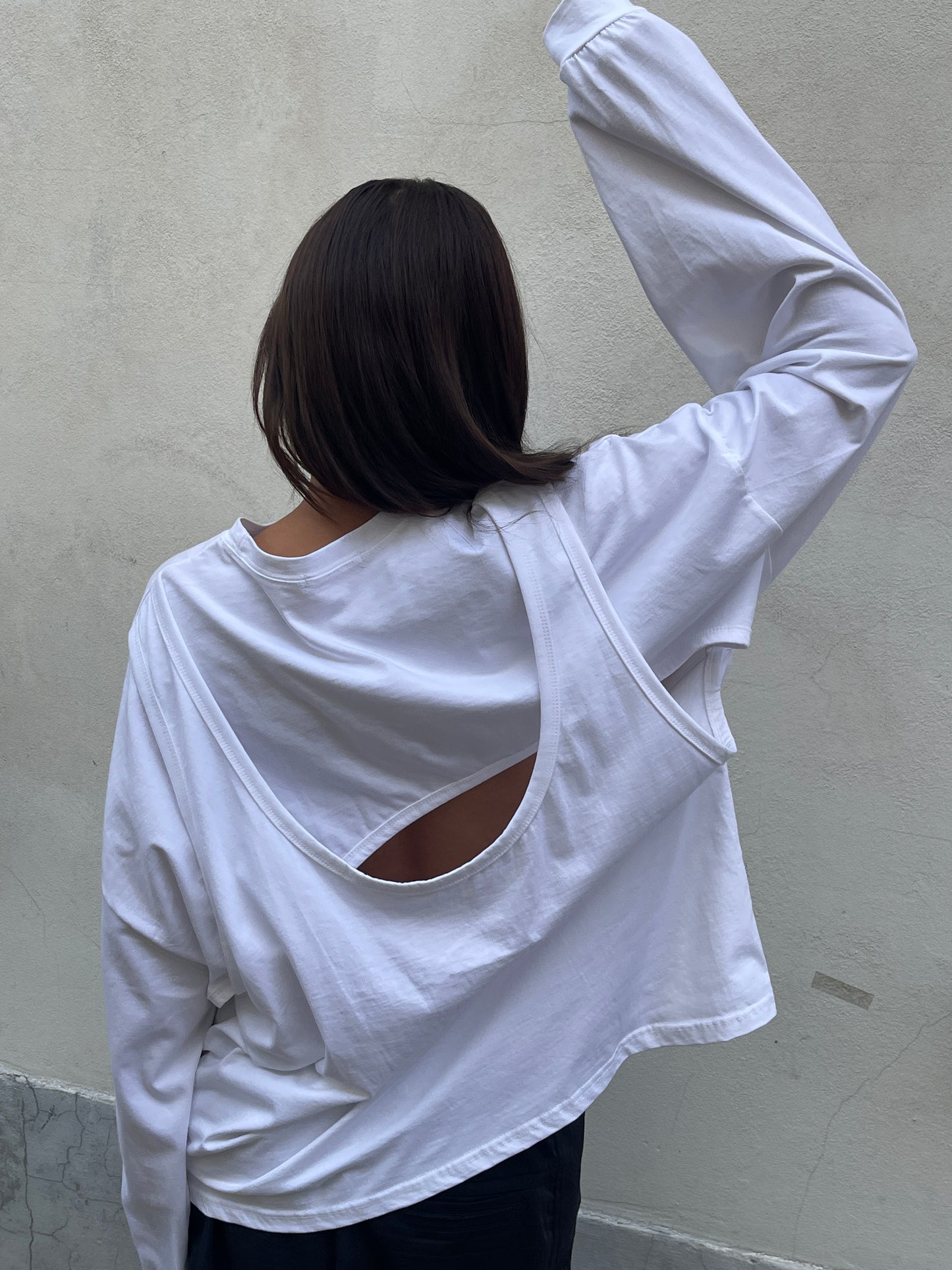 Open Back Overlay Longsleeve White