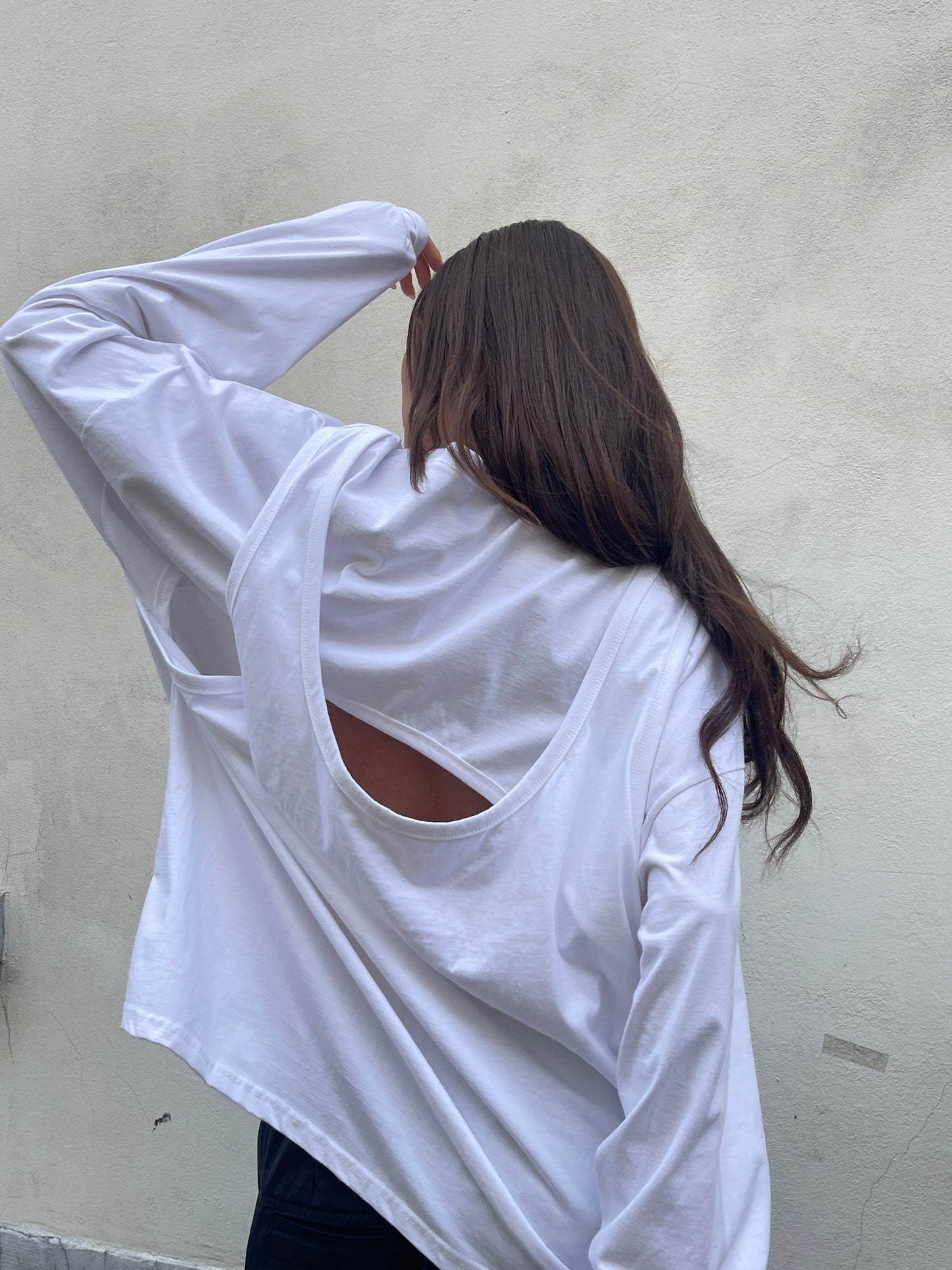Open Back Overlay Longsleeve White