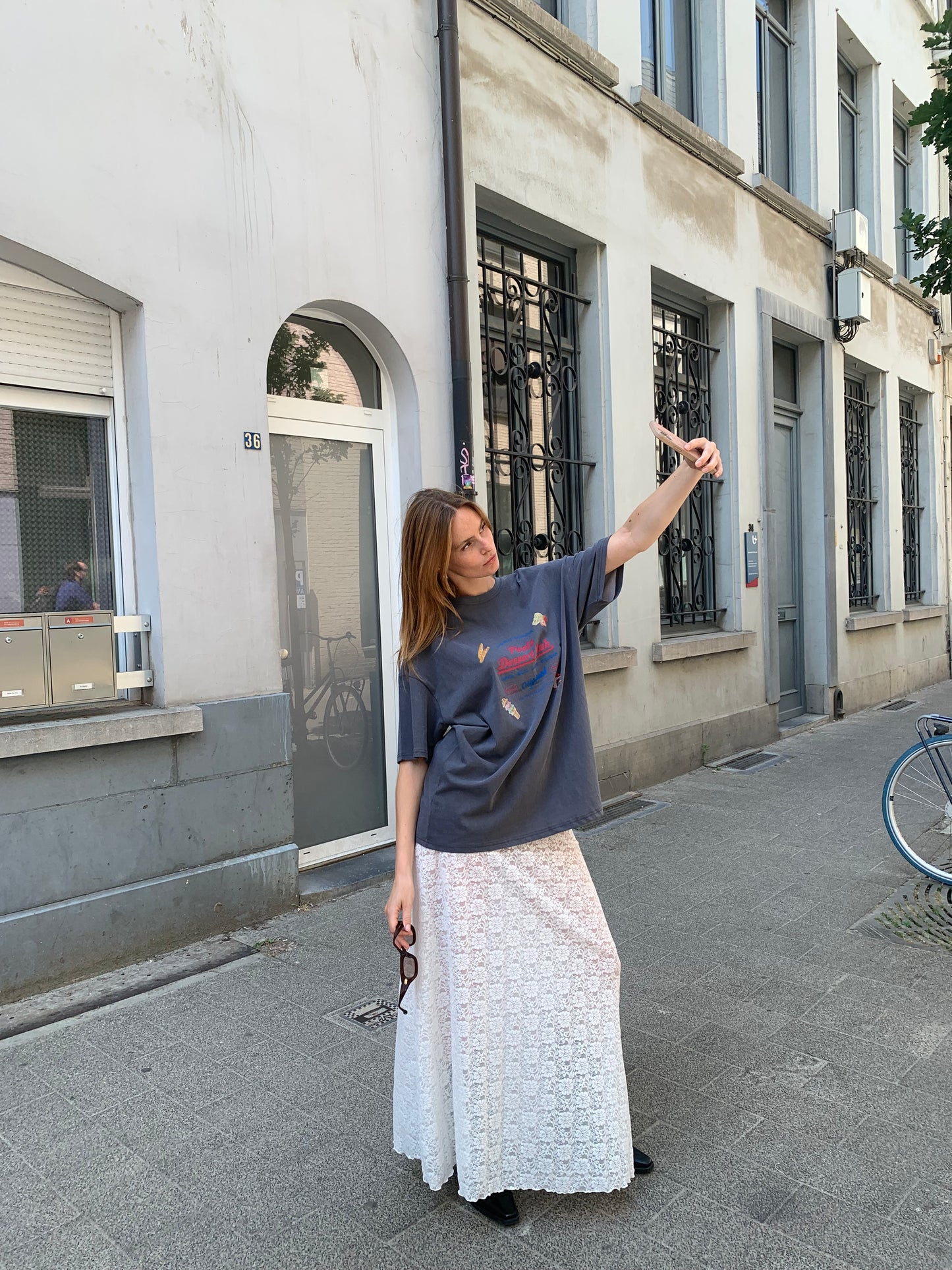 Long Lace Skirt White