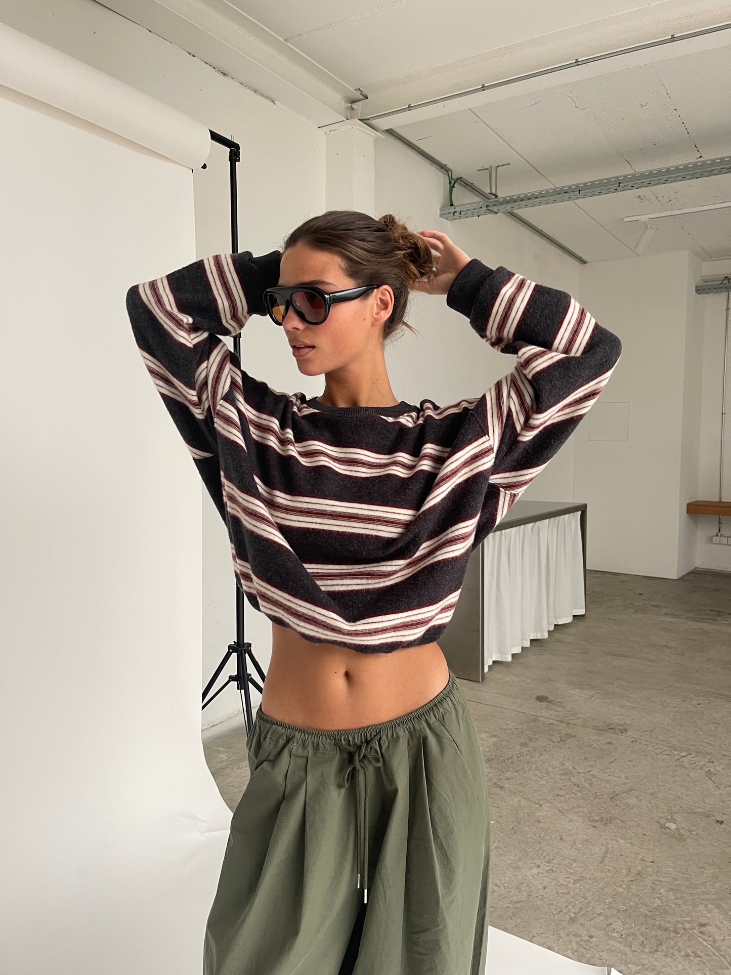 Oversized Striped Sweater Charcoal