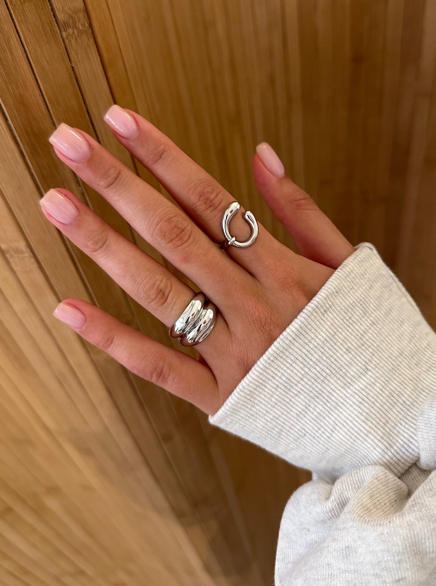 Curvy Ring Set Silver