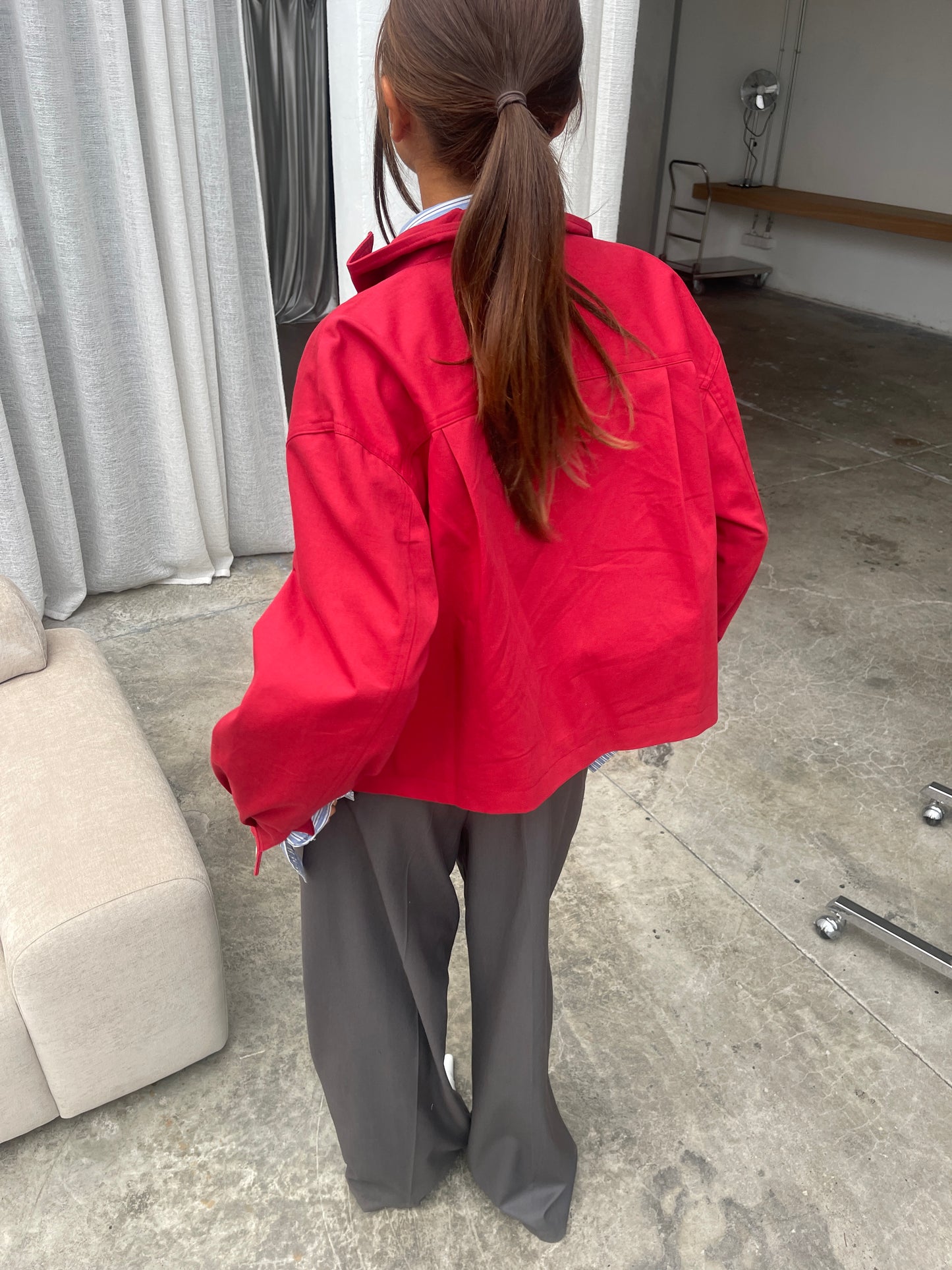 Collared Bomber Jacket Red