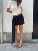 Draped Belted Mini Skirt Black