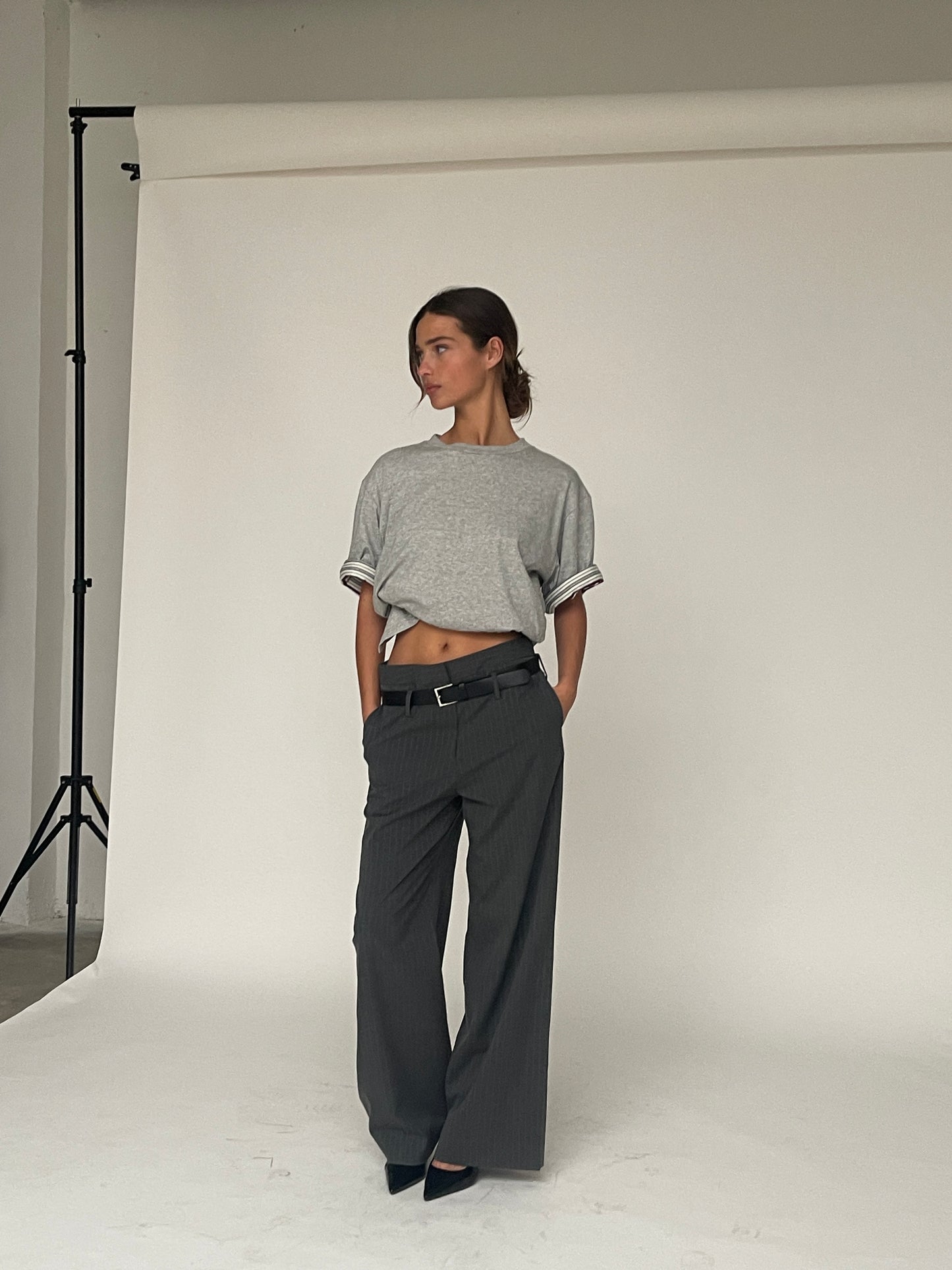 Oversized Side Slit Tee Heather Grey