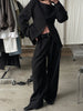 Front Pleated Belted Tailored Pants Black