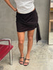 Draped Belted Mini Skirt Black