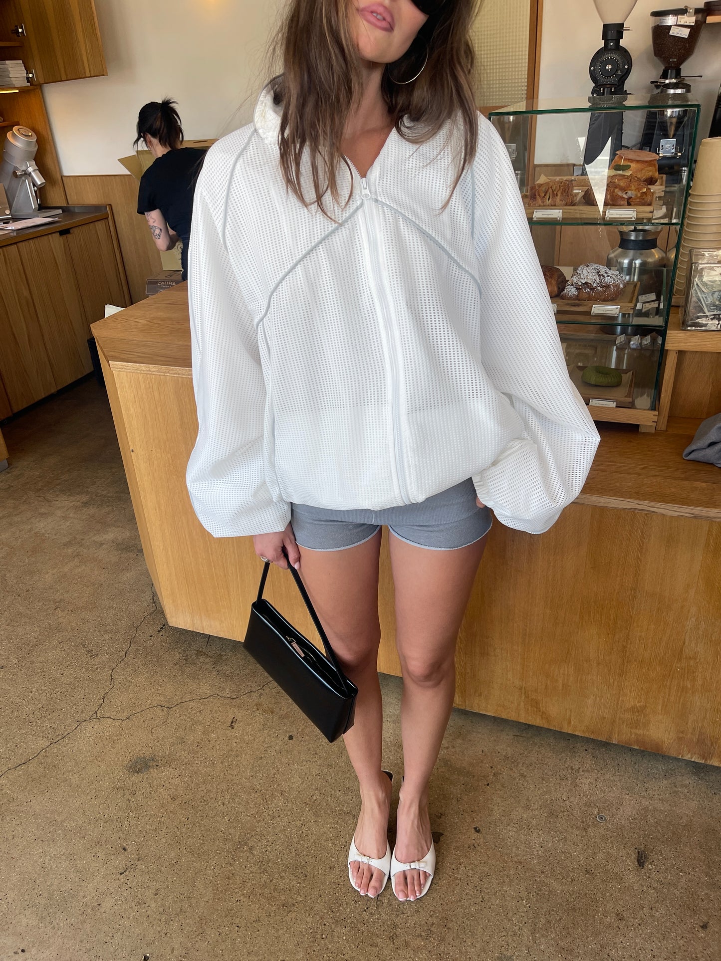Mesh Zipped Sports Jacket White