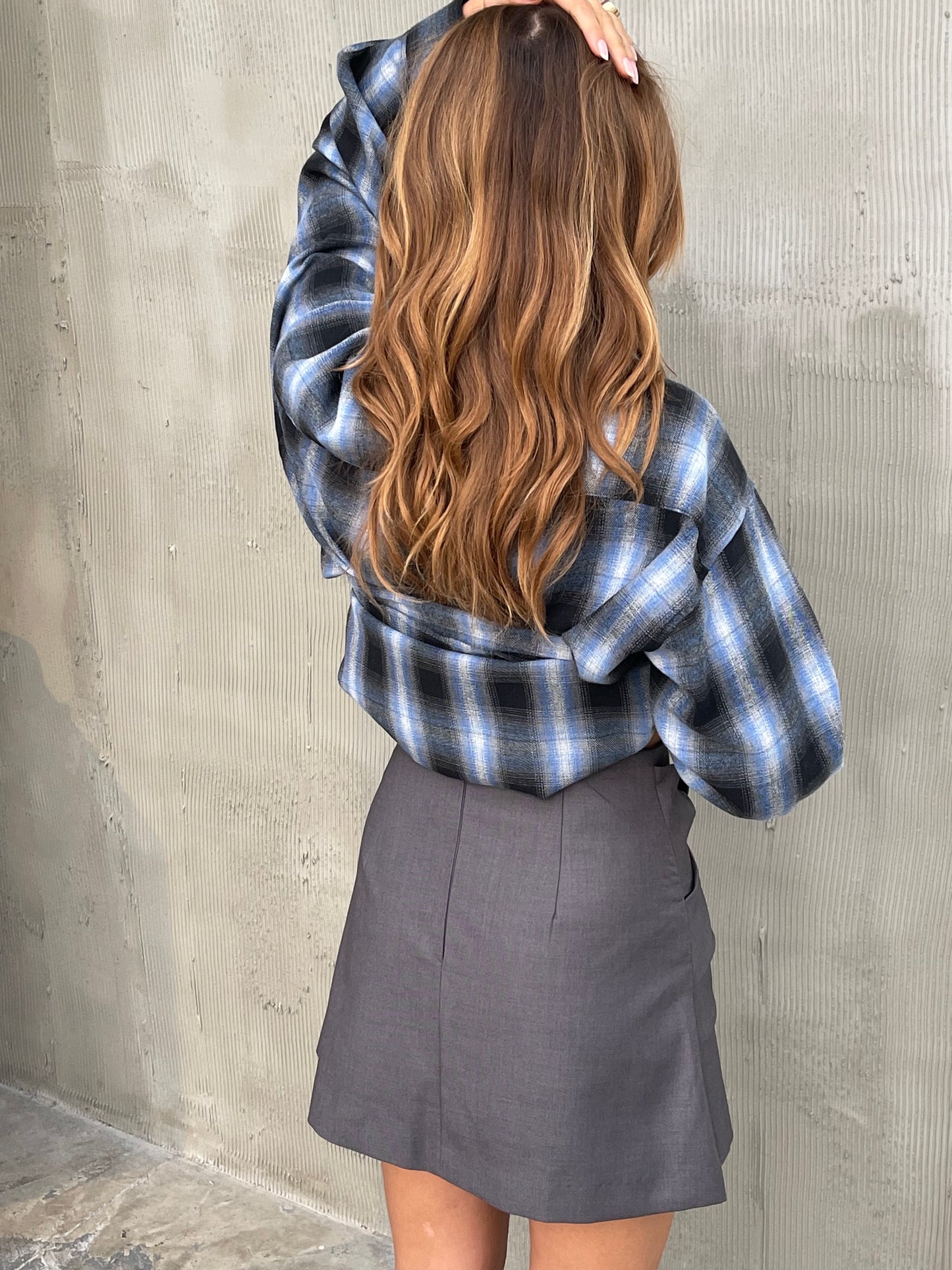 Twisted Side Pleated Skirt Grey