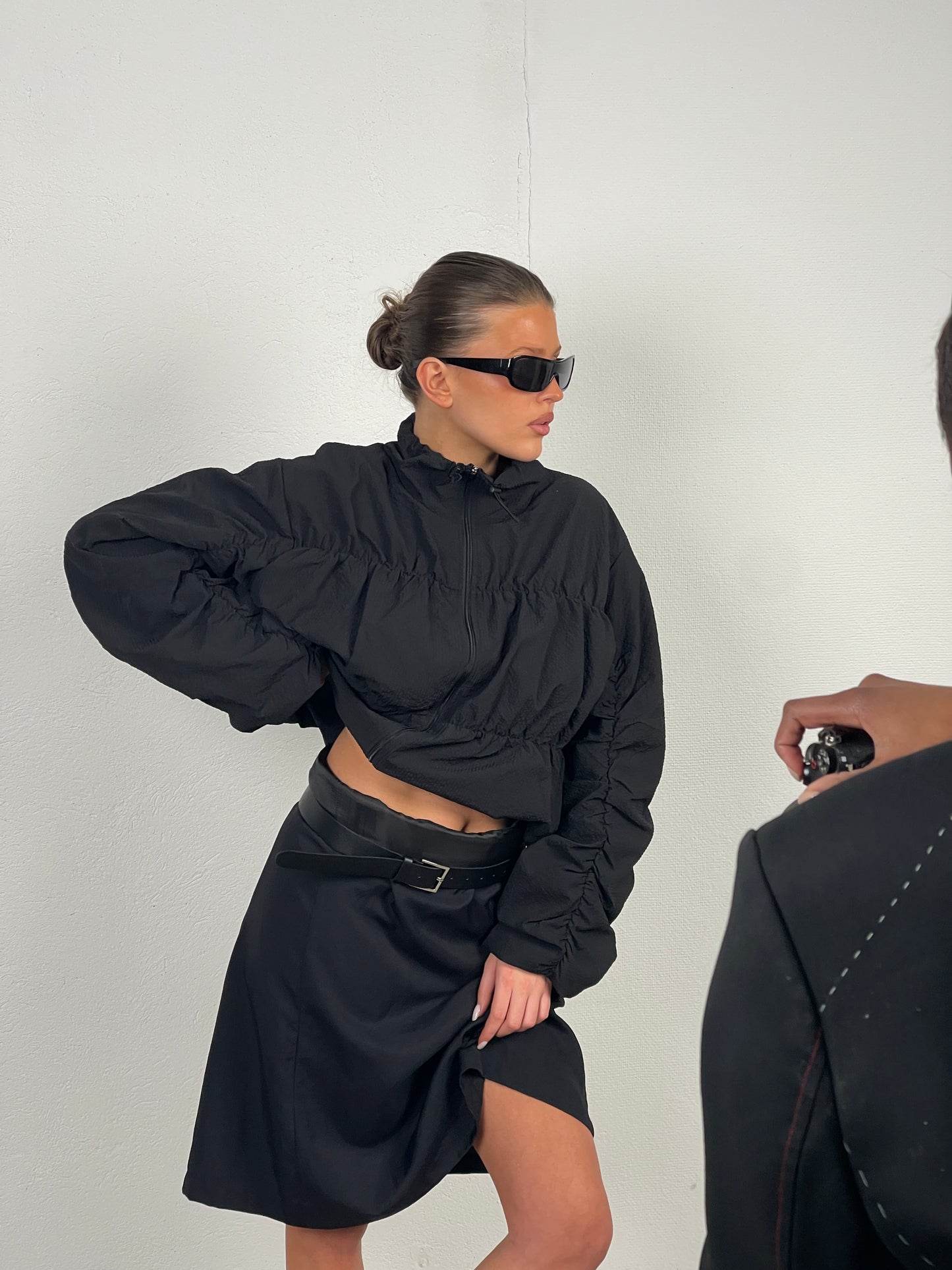 Stitched Textured Jacket Black