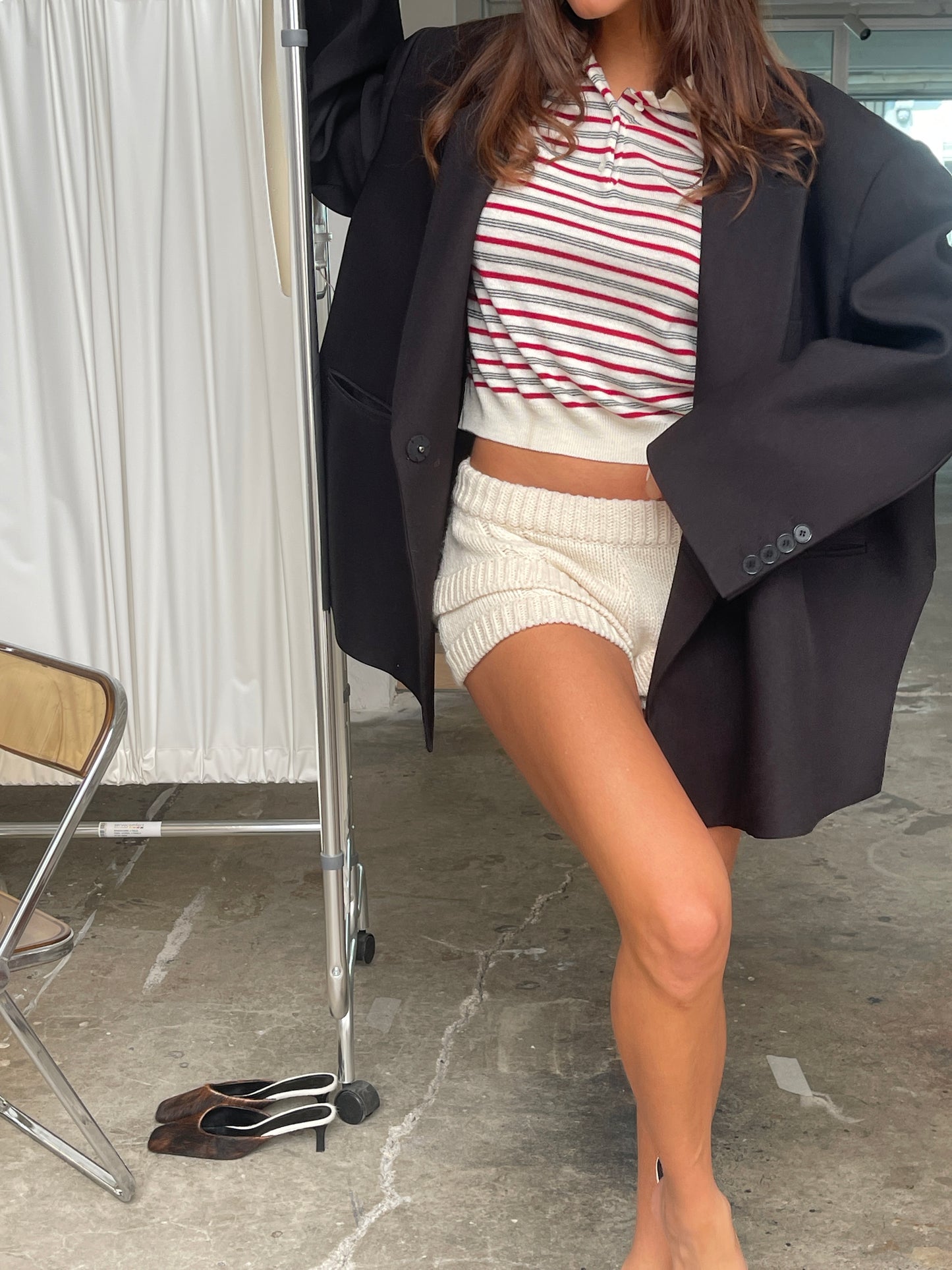 Oversized Side Slit Blazer Black