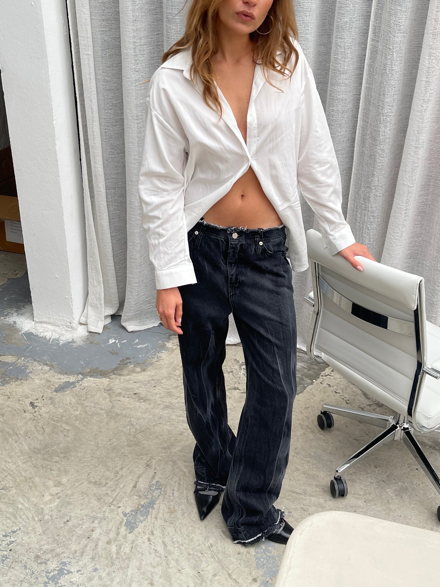 Low Rise Jeans Faded Black