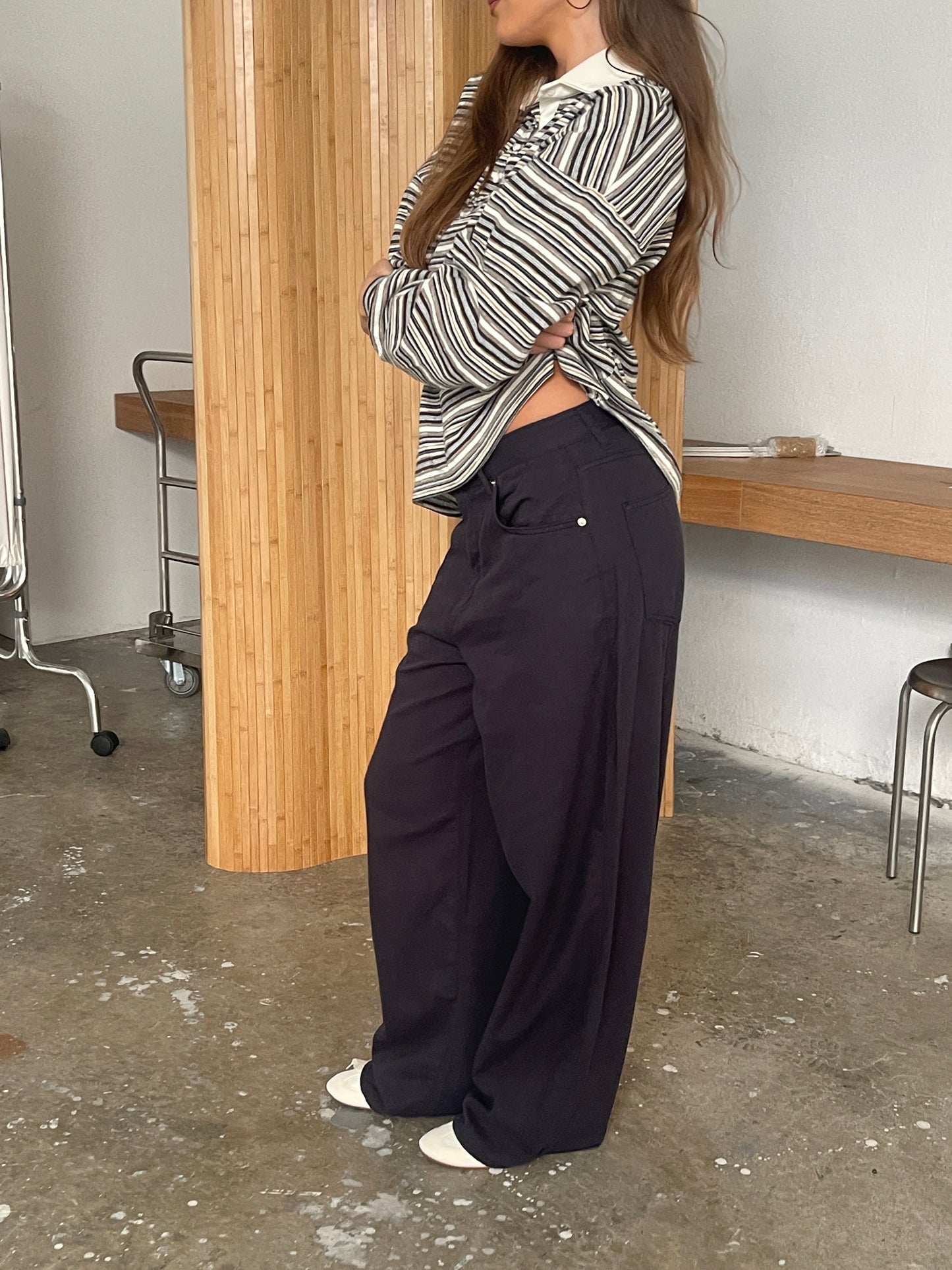 Baggy Wide Leg Pants Navy