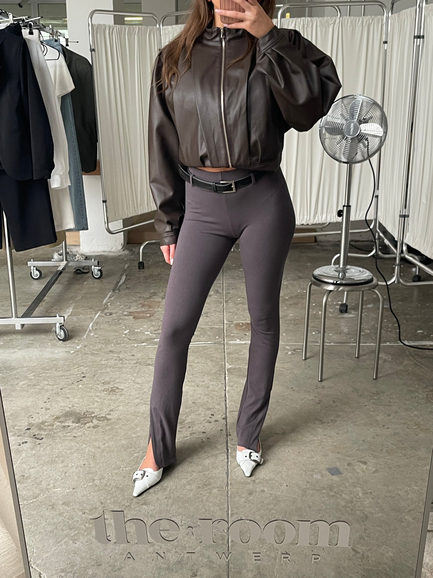 Washed Leather Look Belt Black