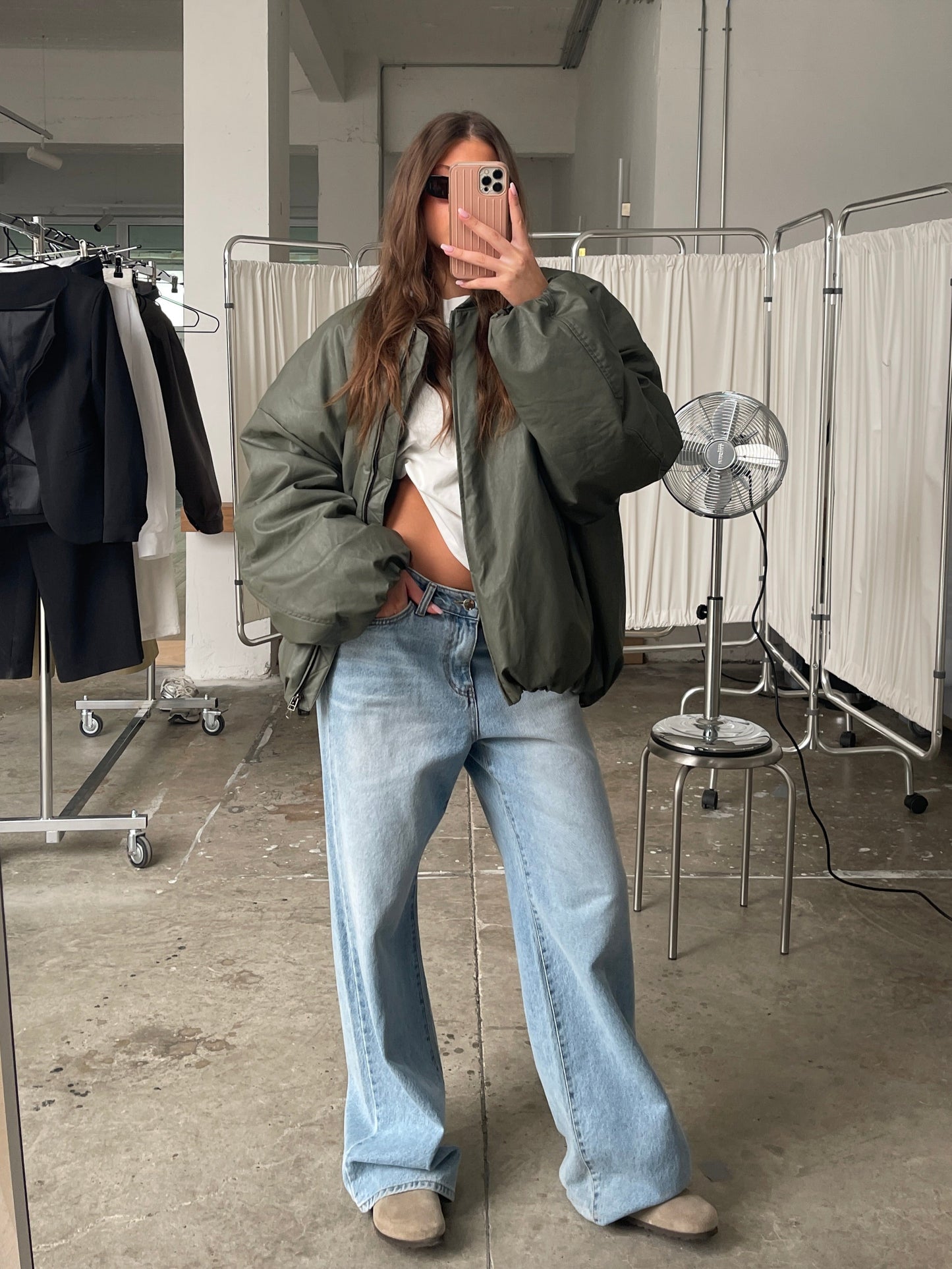 Oversized Bomber Oil Khaki