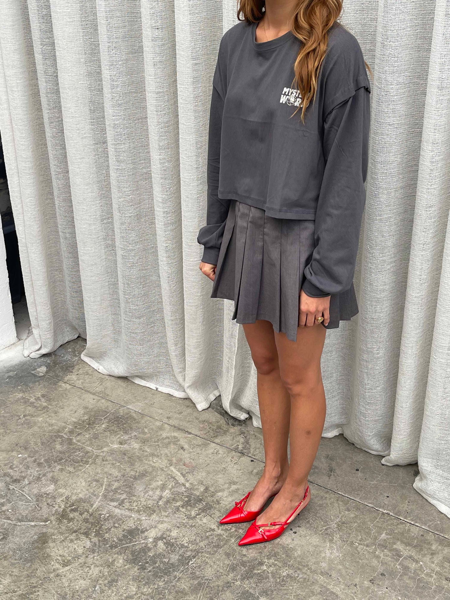Mini Pleated Skirt Grey