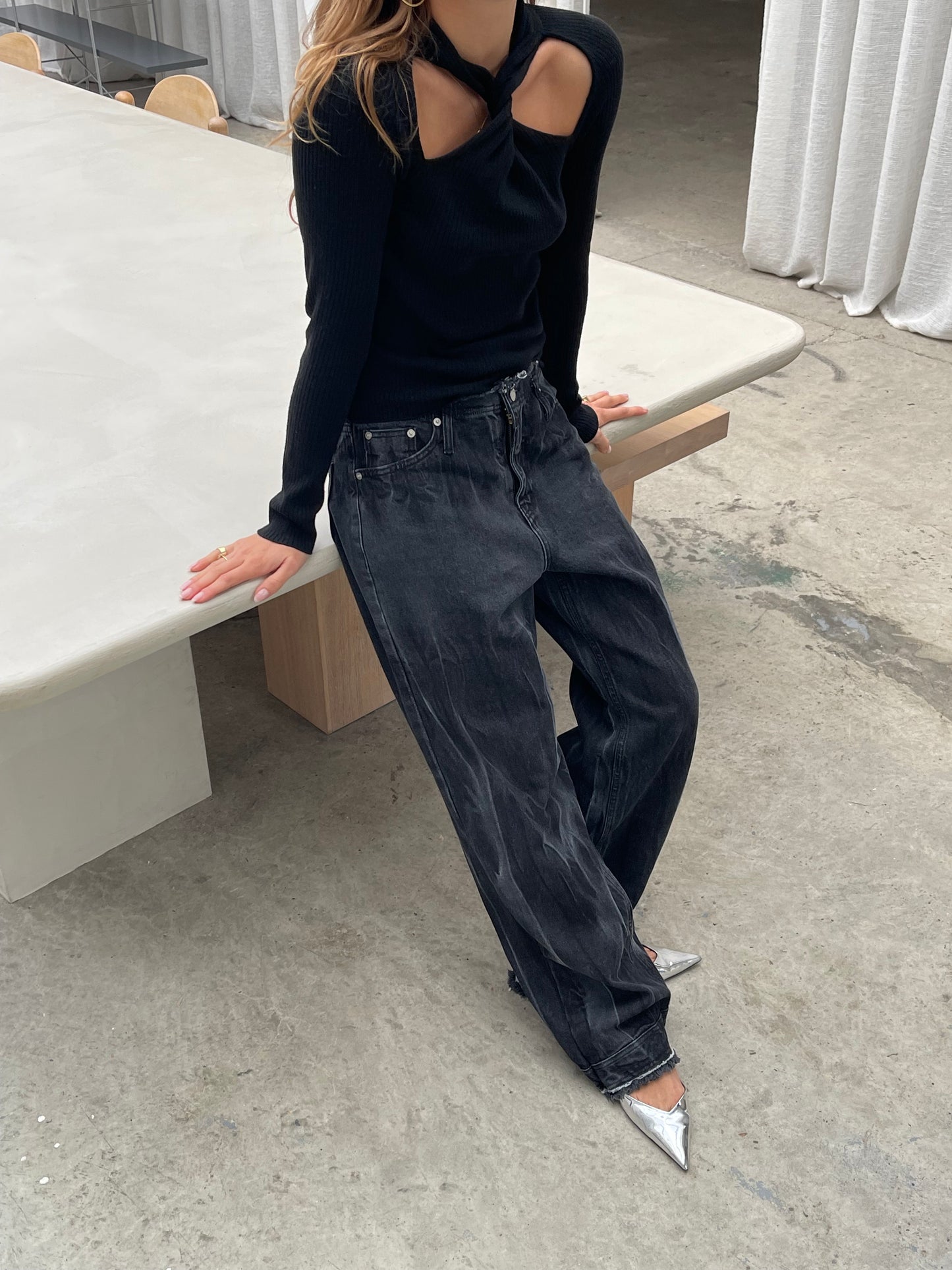 Low Rise Jeans Faded Black
