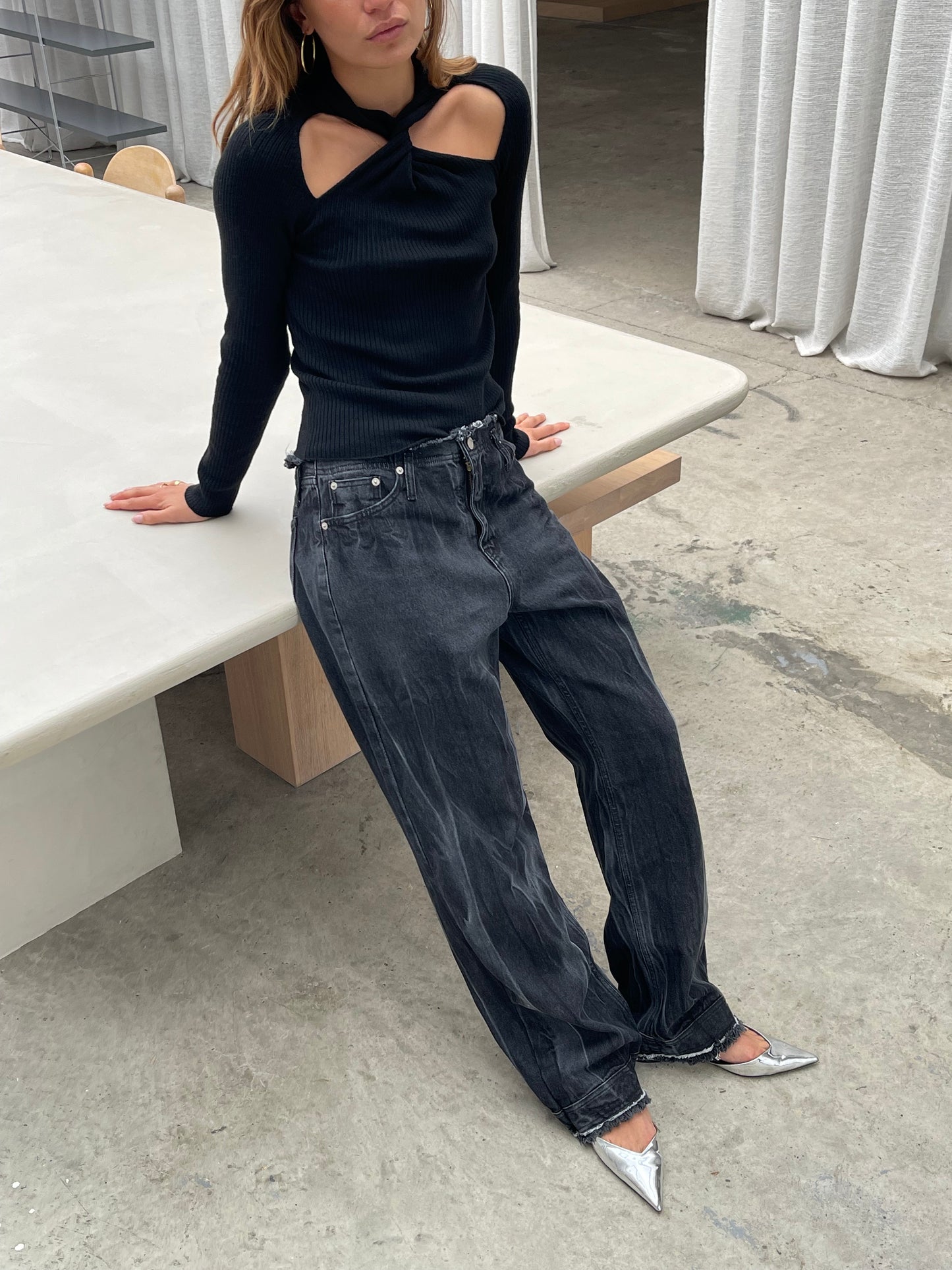 Low Rise Jeans Faded Black