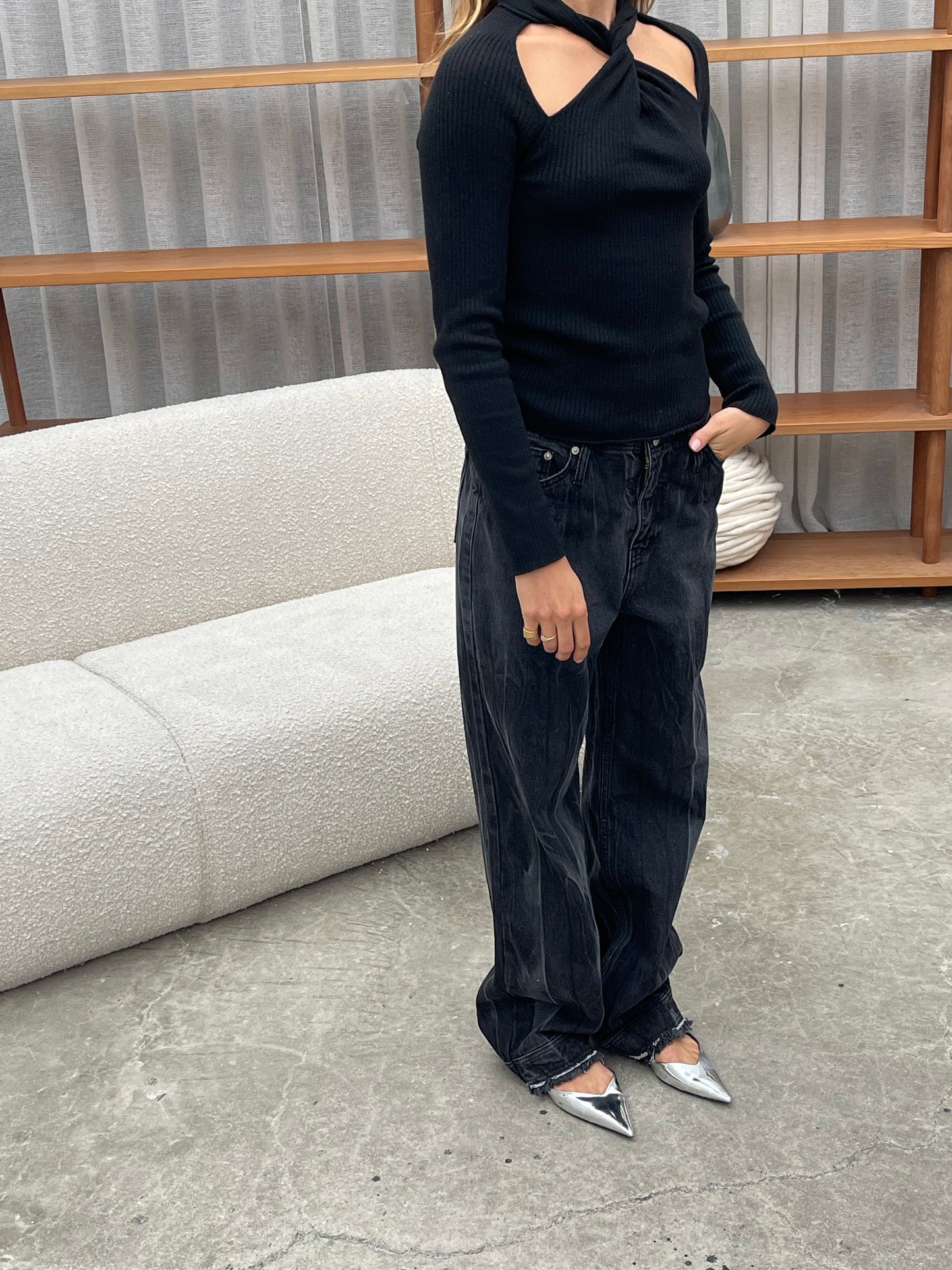 Low Rise Jeans Faded Black