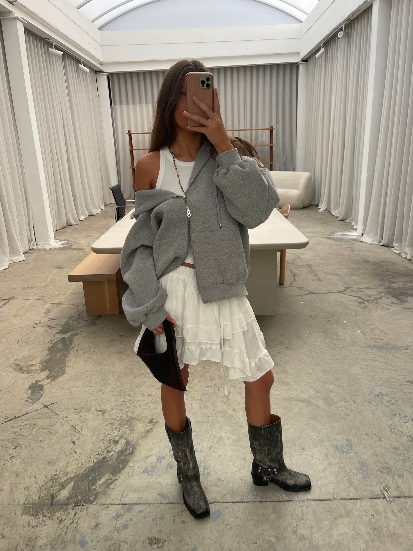 Oversized Hooded Vest Grey