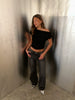 Draped Over Shoulder Top Black