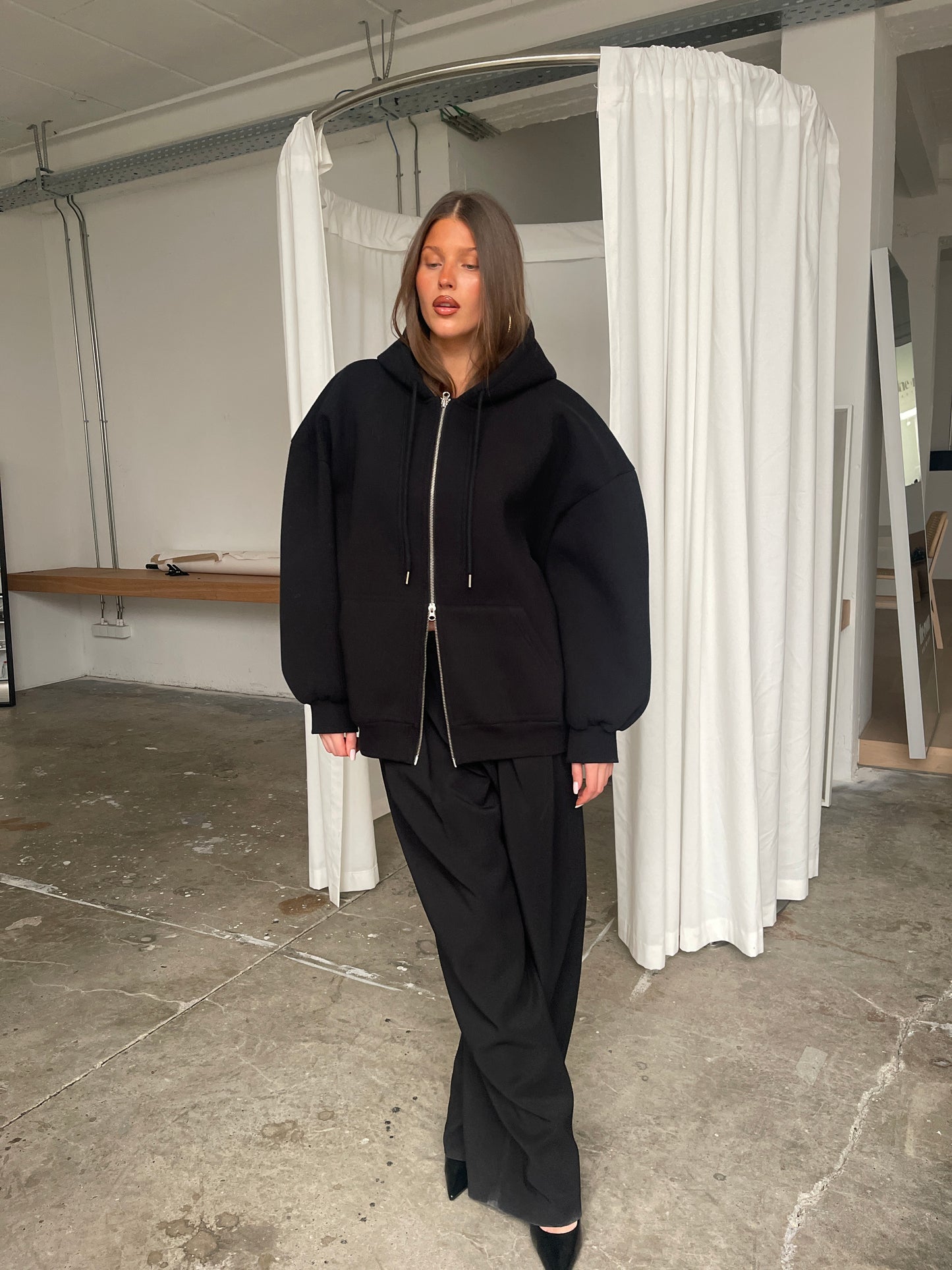 Oversized Hooded Vest Black