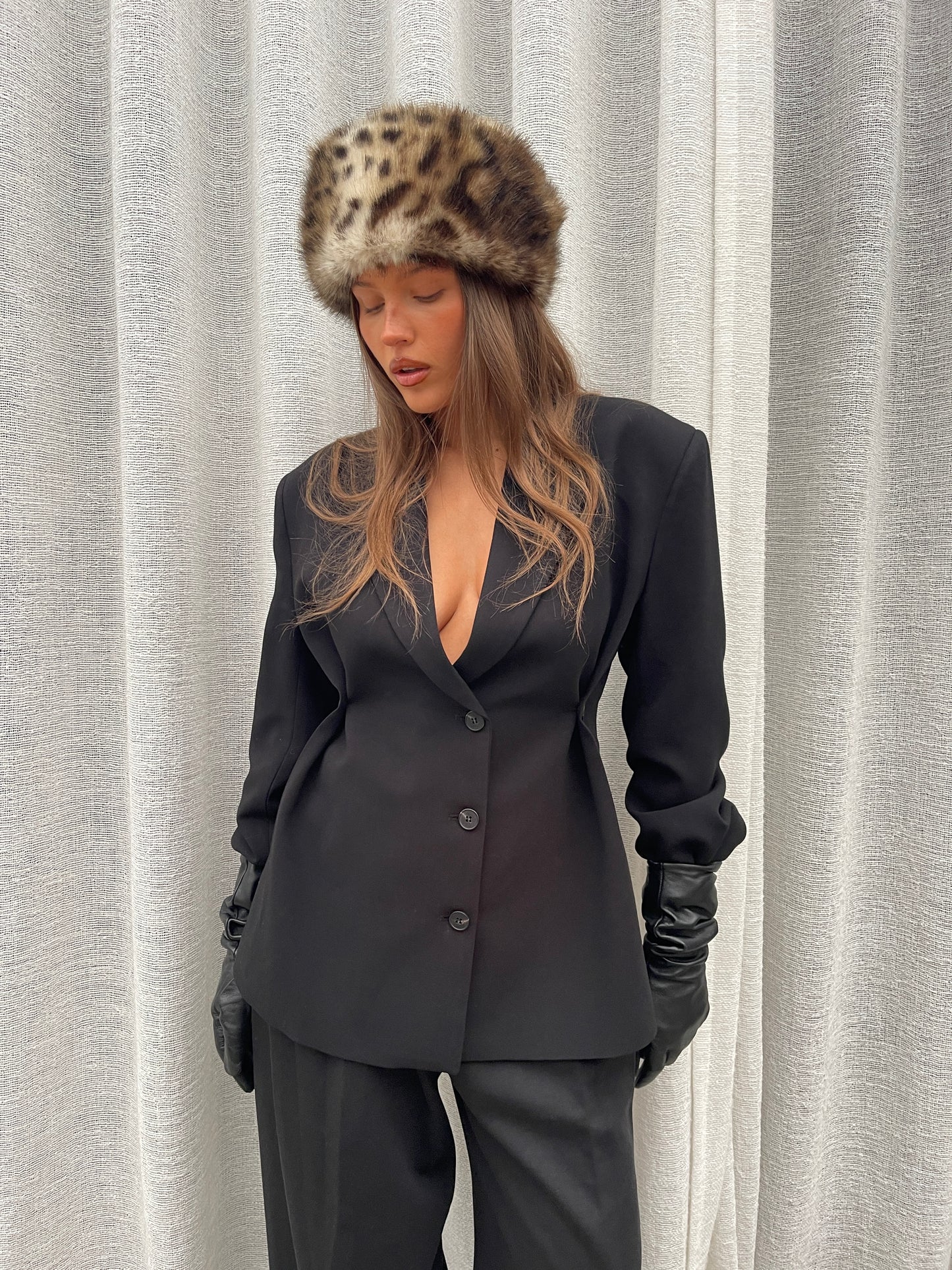 Cinched Waist Blazer Black