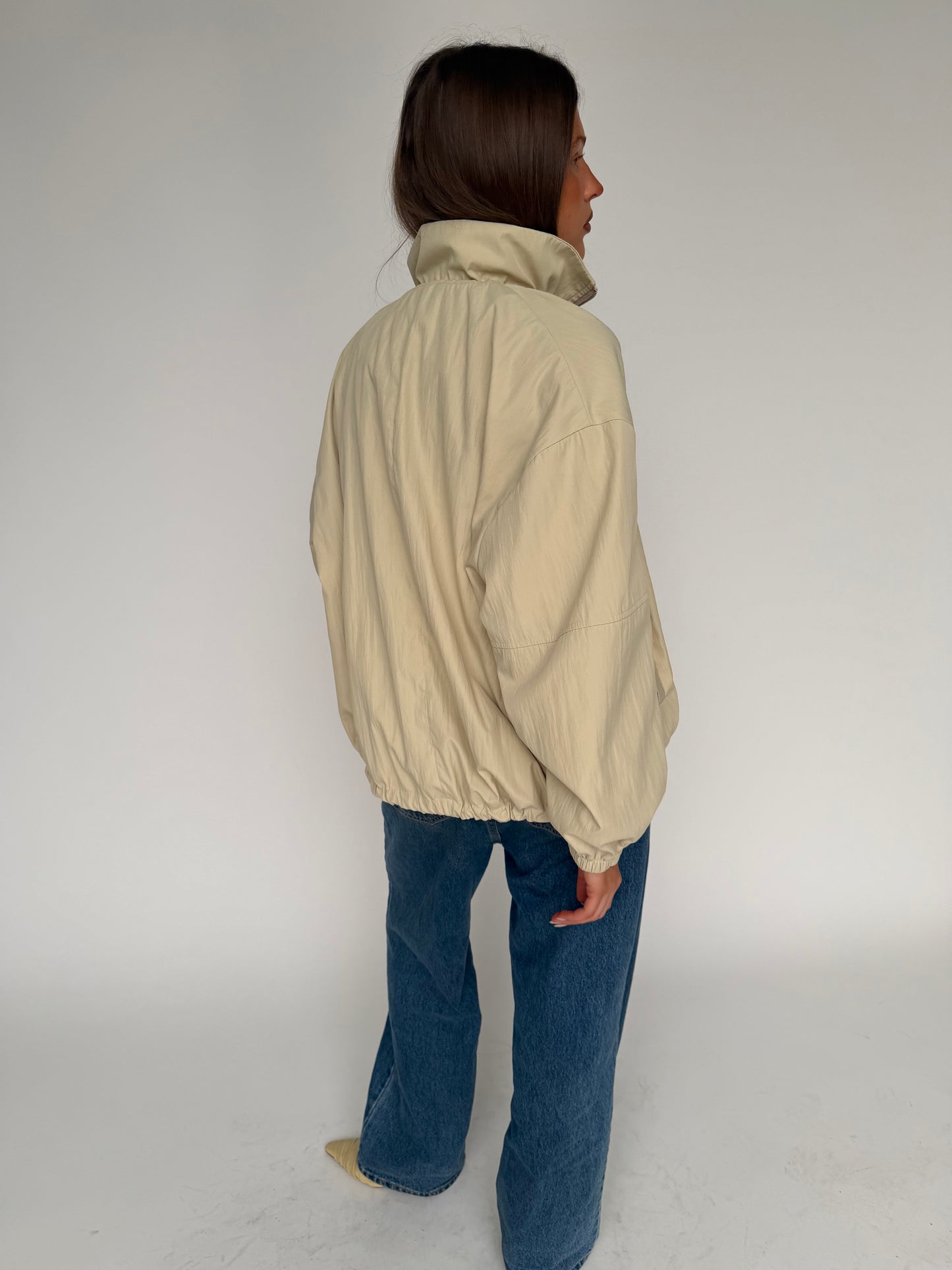 Drawstring Funnel Neck Jacket Soft Sand