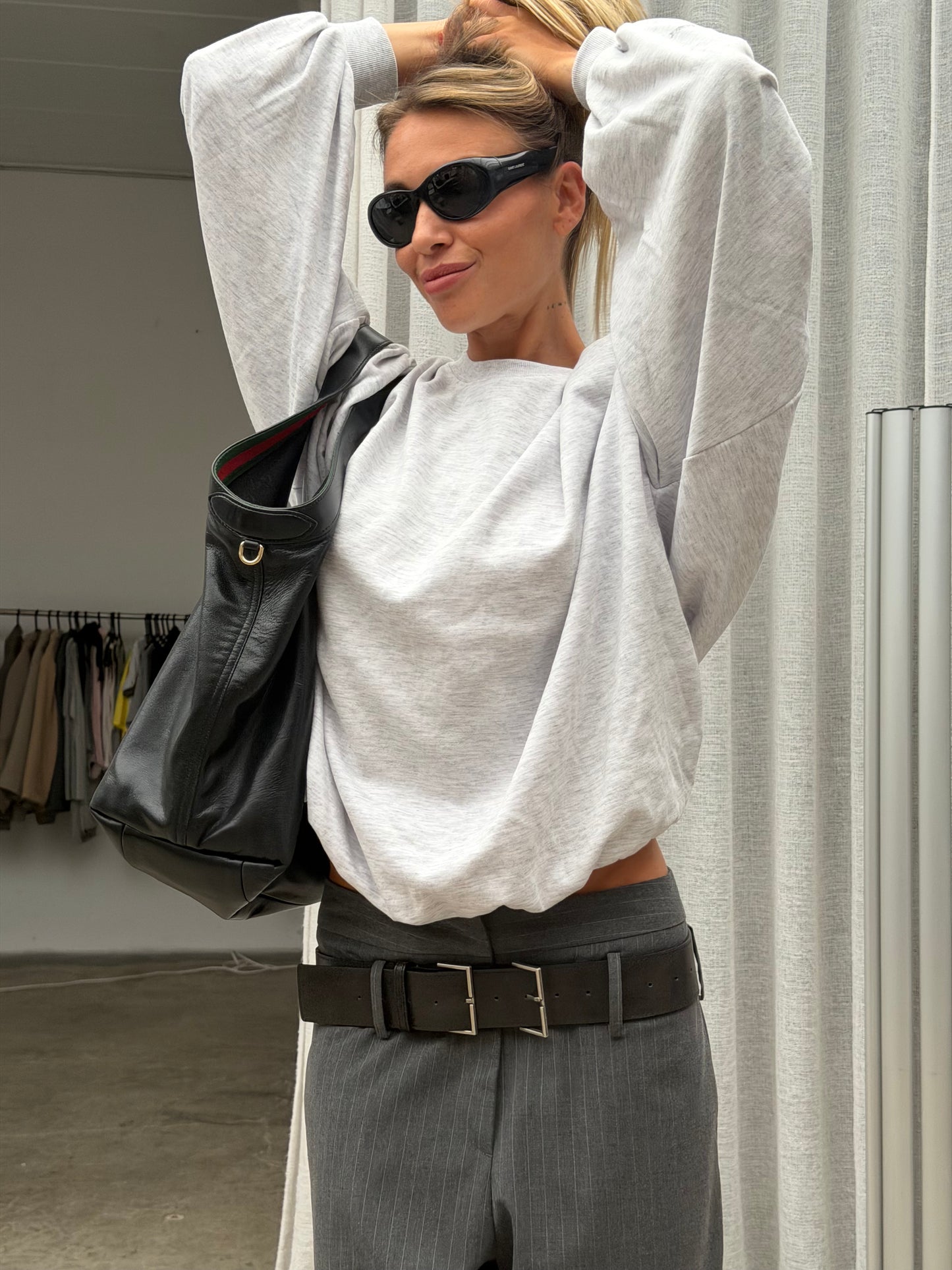 Oversized Lightweight Sweater Light Grey