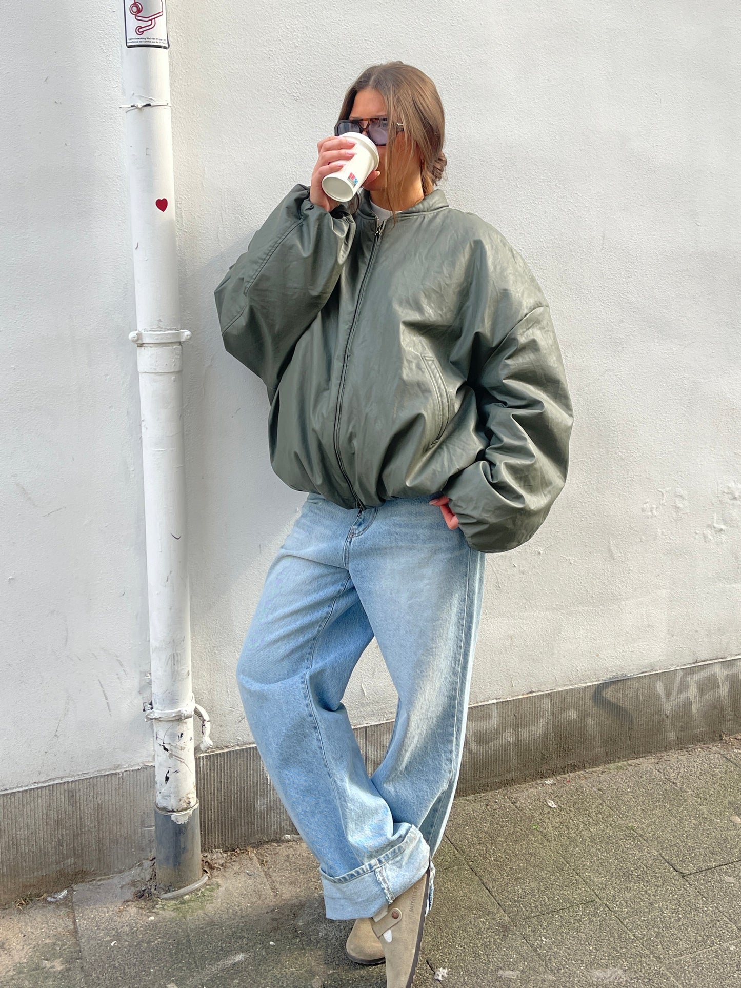 Oversized Bomber Oil Khaki