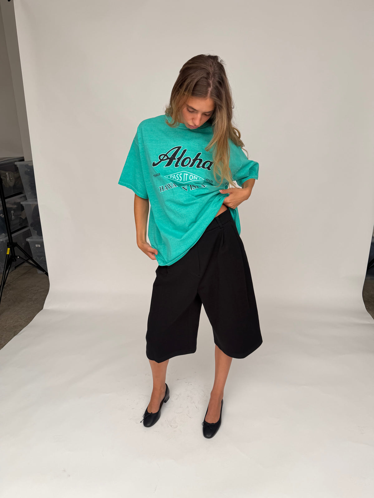 Front Pleated Jogger Shorts Black