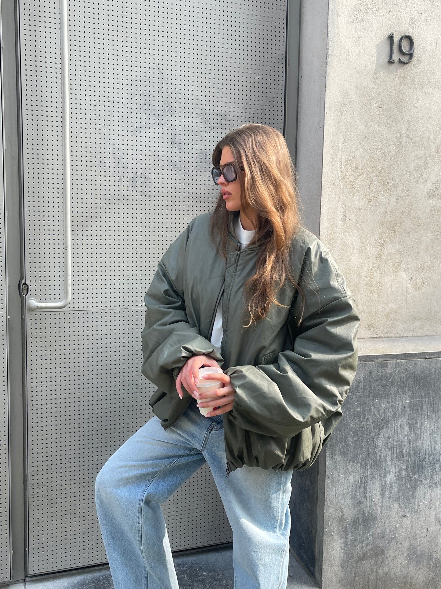 Oversized Bomber Oil Khaki