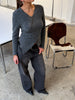 Wrapped Buttoned Knit Dark Grey