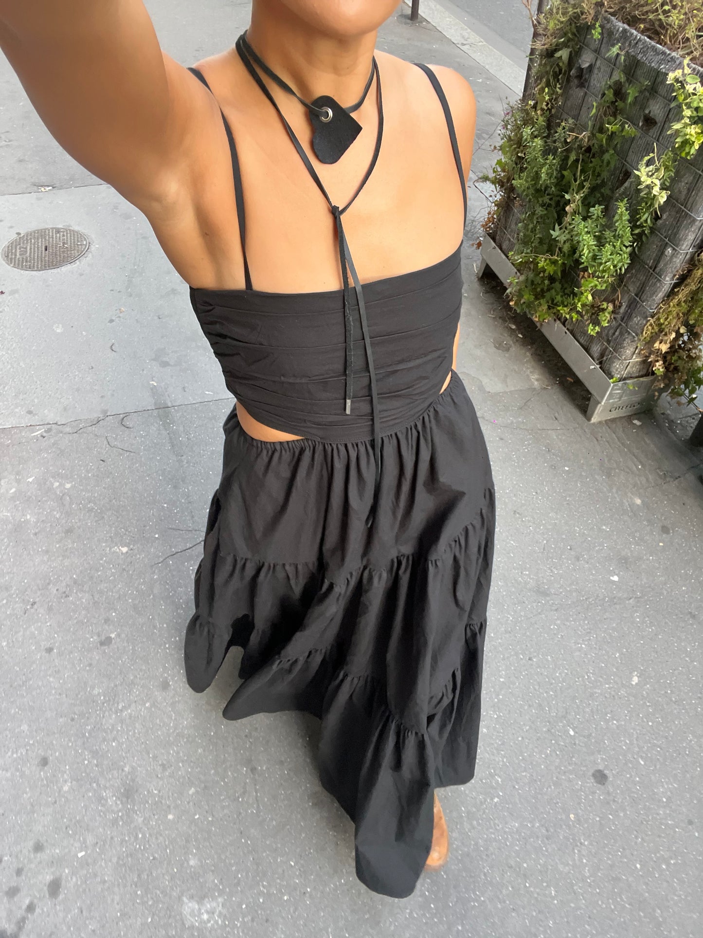 Long Cut Out Dress Black
